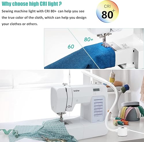 Miniatura 3 de Luz para máquina de coser, luz diurna brillante, luz de trabajo magnética con revestimiento de silón flexible, cuello de cisne para máquina de