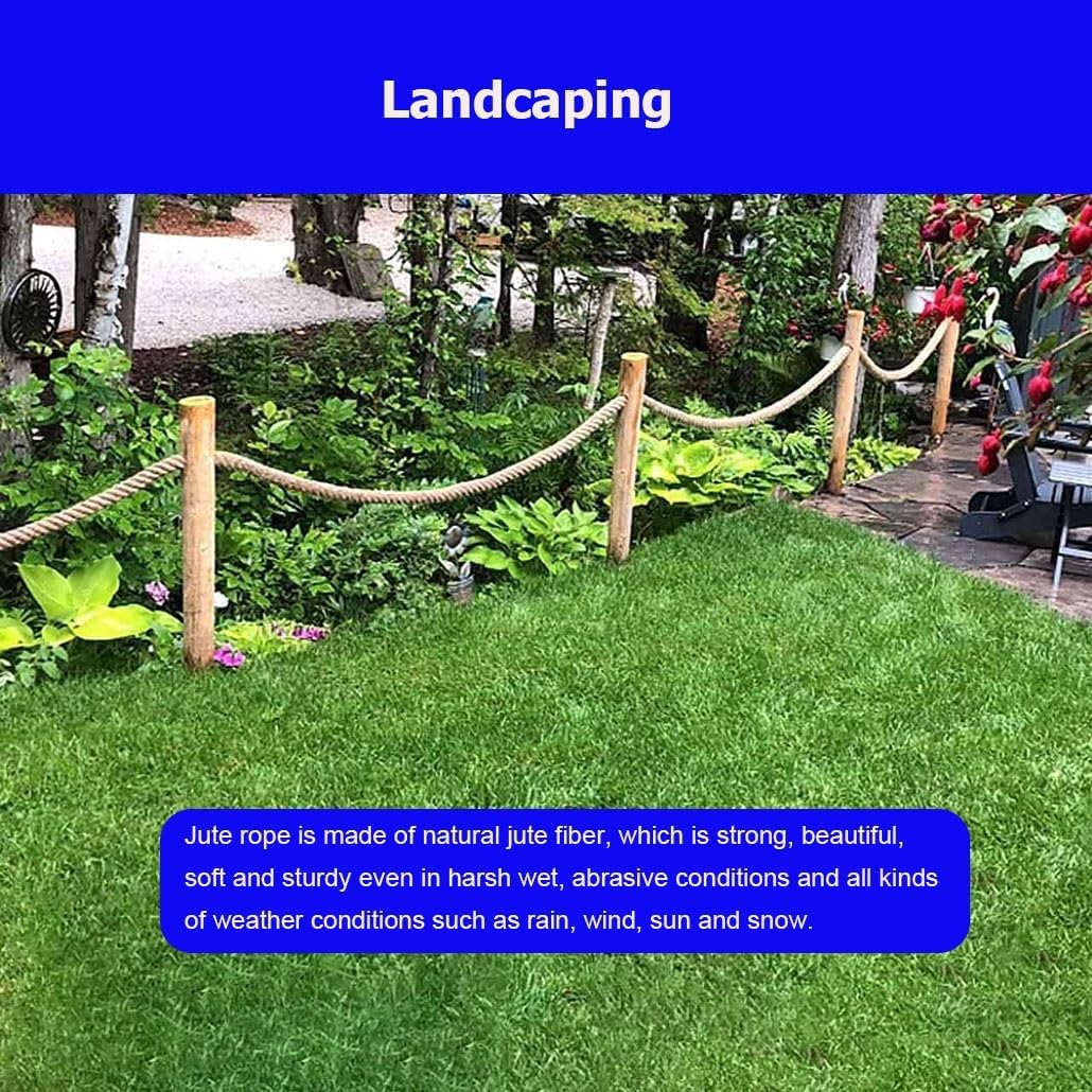 1-60 mm Twisted Hemp Rope, Multipurpose Natural Jute Rope for Landscaping Tug of War Marine Use Porch Swing Gardening Bundling(4mmx50m)