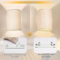 Vista 2 de Juego de dos apliques de pared a pilas, 18 colores RGB, luces de pared adhesivas con control remoto, intercambiables regulables con tela, luces