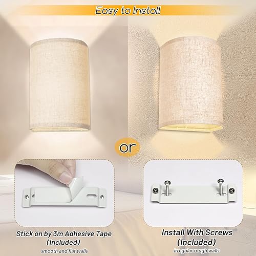 Miniatura 2 de Juego de 2 apliques de pared a pilas, 18 colores RGB, luces de pared con control remoto, tela de altura regulable intercambiable, luces de pared a