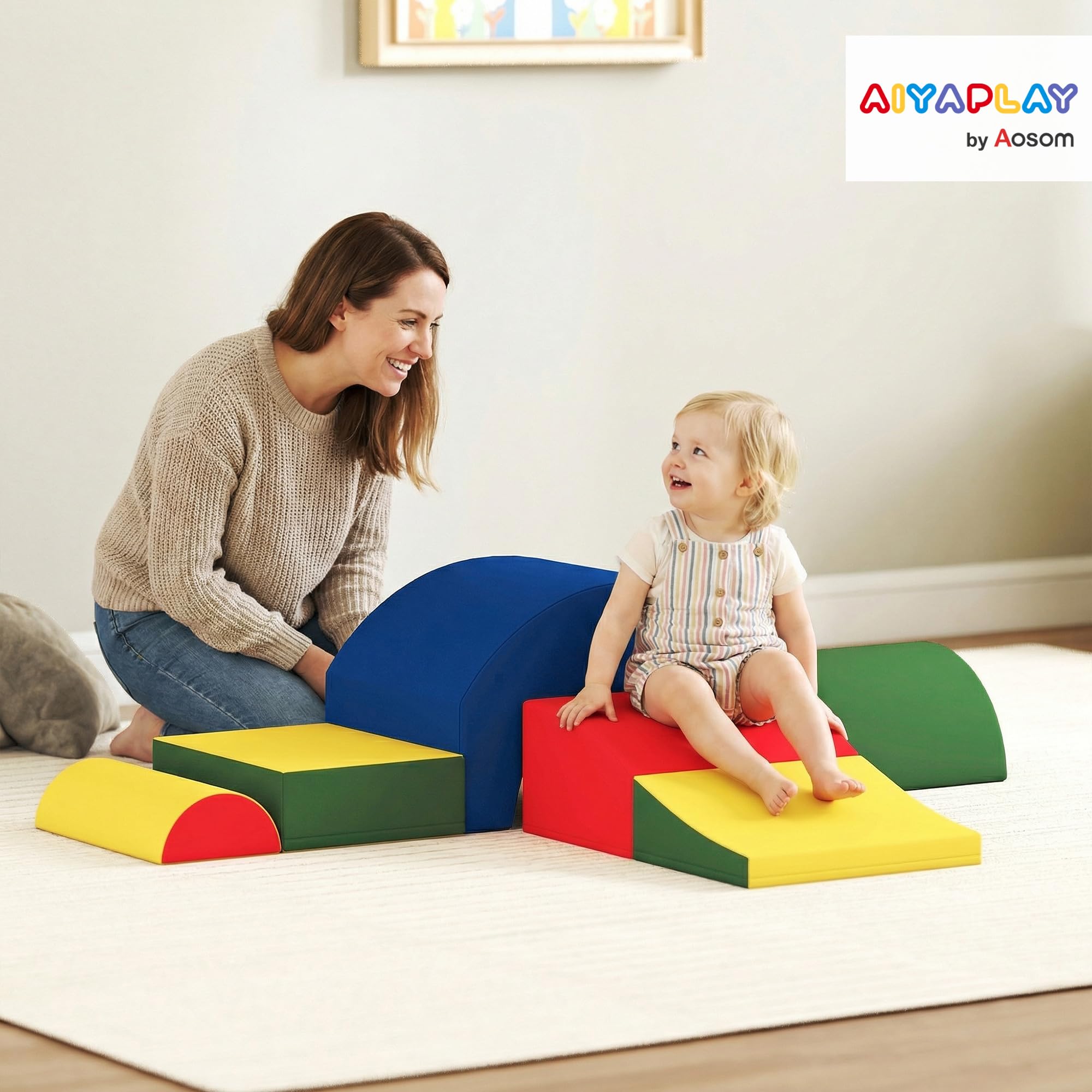 AIYAPLAY - Juego de motrices para bebé, 5 unidades, módulo de espuma EVA, multicolor | Cubierta de Recubrimiento de PU, Bloques de Espuma de Construcción, Juguetes Educativos, Niños en Edad Preescolar