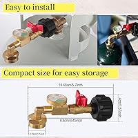 Vista 3 de Adaptador de recarga de propano de 20 libras a 1 libra, adaptador de codo de recarga de propano con válvula y medidor, apto para tanque de propano