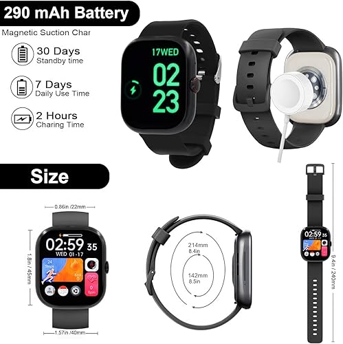 Miniatura 7 de Reloj inteligente (respuestahacer llamadas), relojes inteligentes de 2.01 pulgadas para mujer, más de 110 modos deportivos, reloj de fitness con