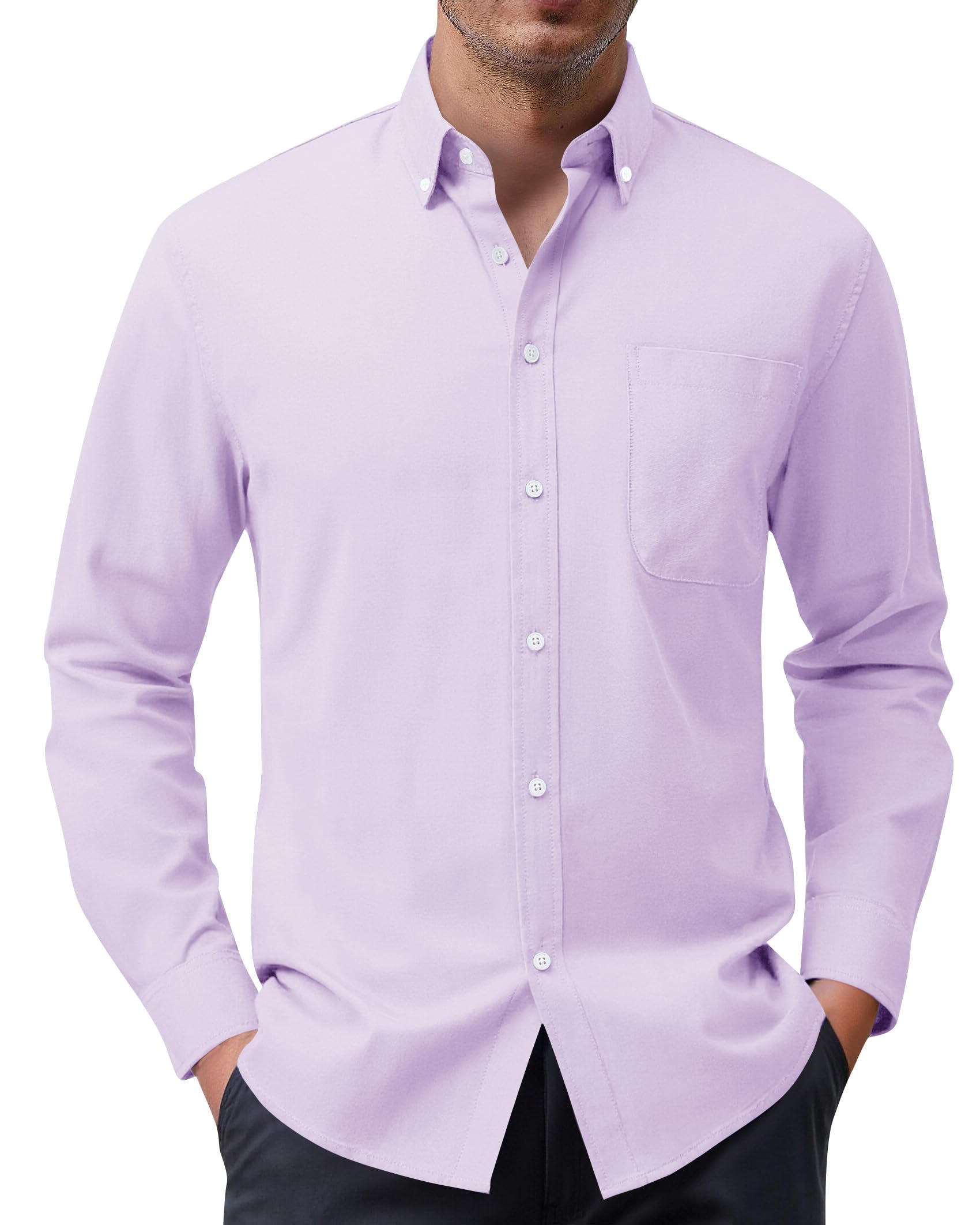 siliteelon Herren Hemd 100% Baumwolle Oxford Hemden Langarm Bügelfrei Freizeit Regular Fit Business Faltenfrei Formales Anzug Hemden mit Tasche