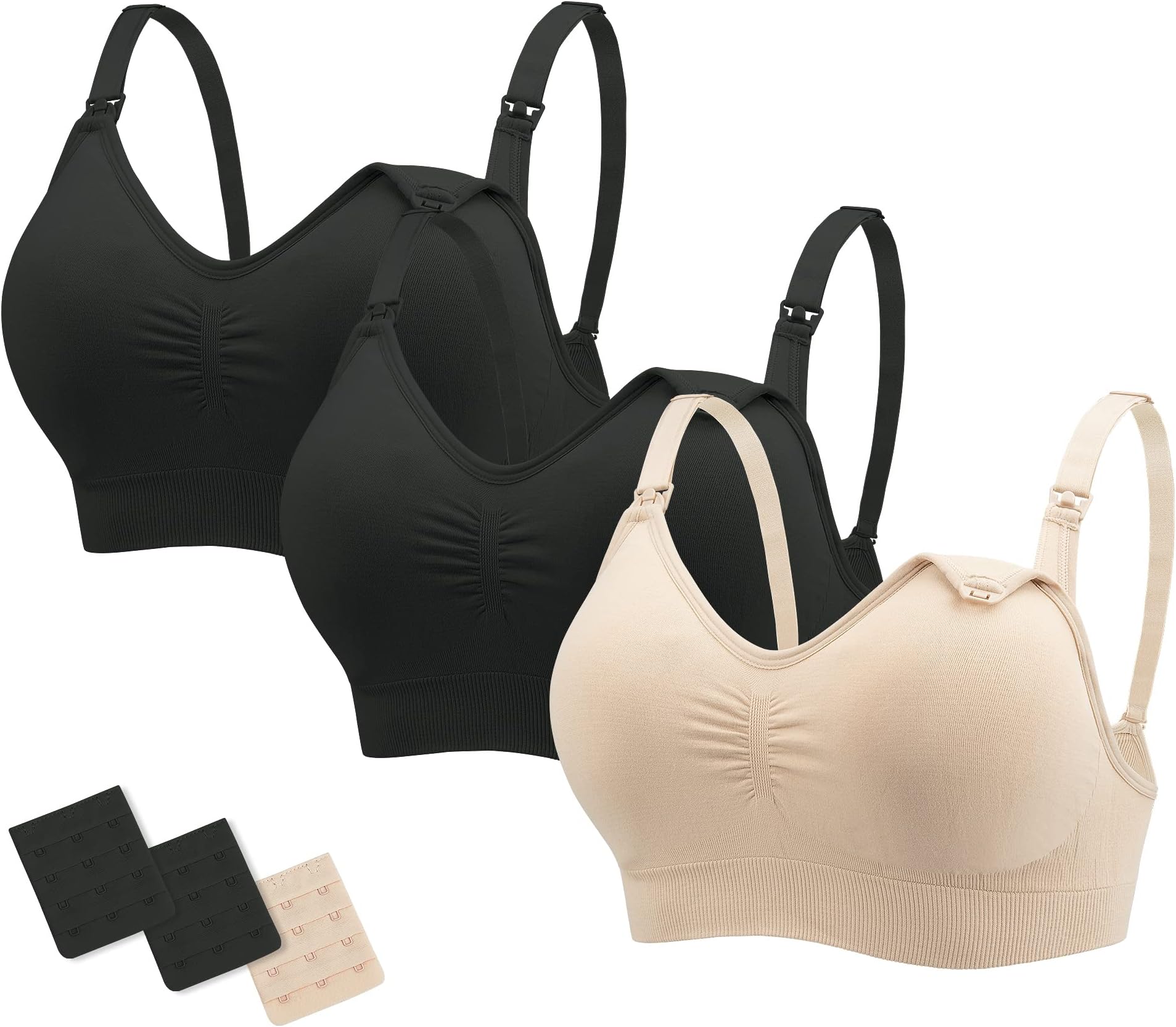 Stelle Nursing Bras Maternity Bra for Breastfeeding Pregnancy Wireless Bralette with Pads, Extenders & Clips
