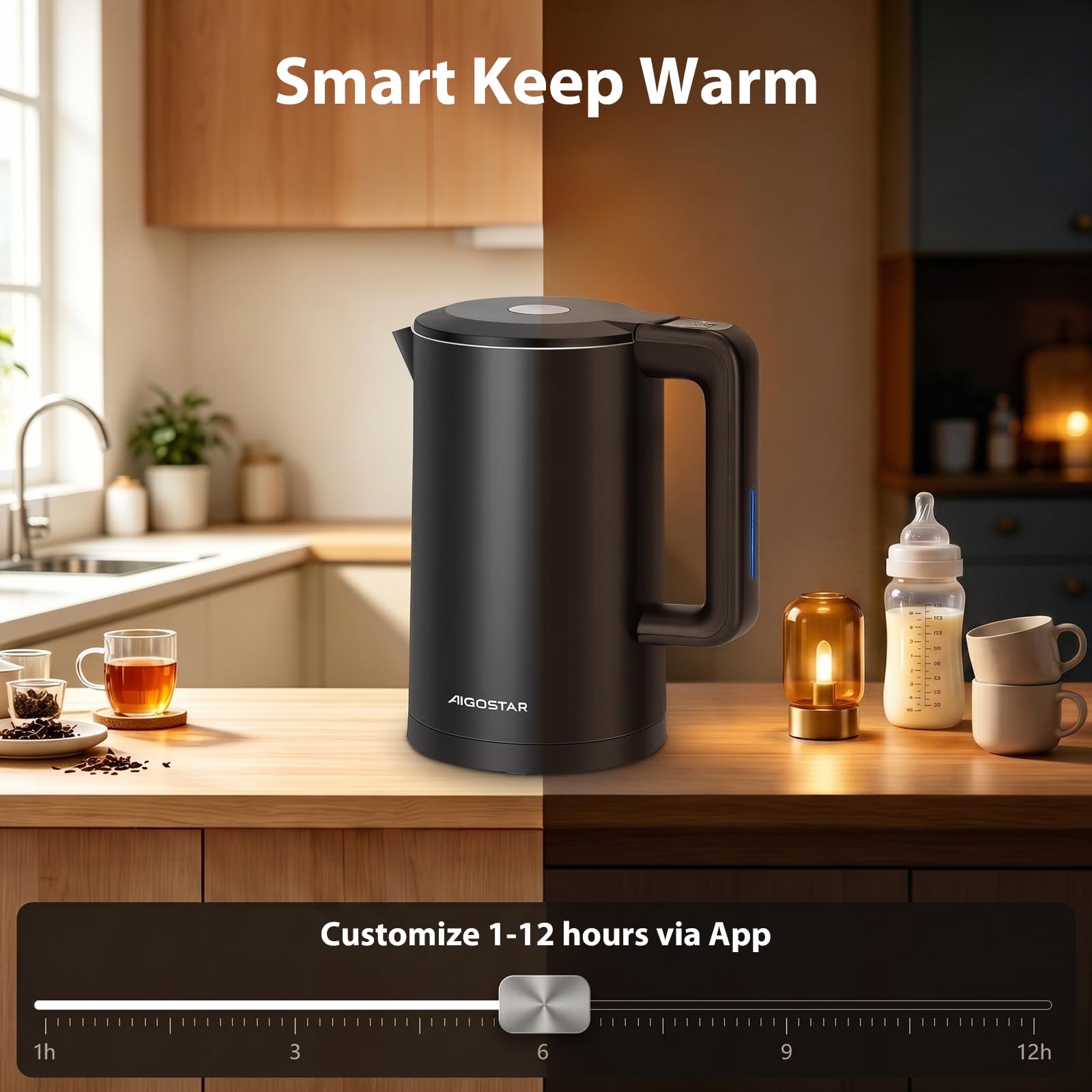 Aigostar Smart Wasserkocher 1.7L mit Temperatureinstellung für Babynahrung