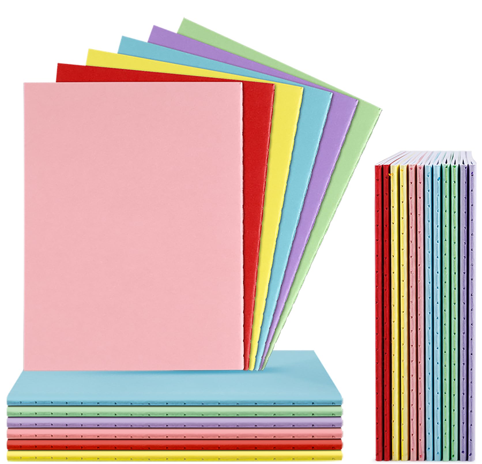 Confezione da 24 mini taccuini colorati, 10,6 x 14,9 cm, tascabili, vuoti, per scrivere, disegnare, schizzi, 6 colori, 24 fogli/48 pagine