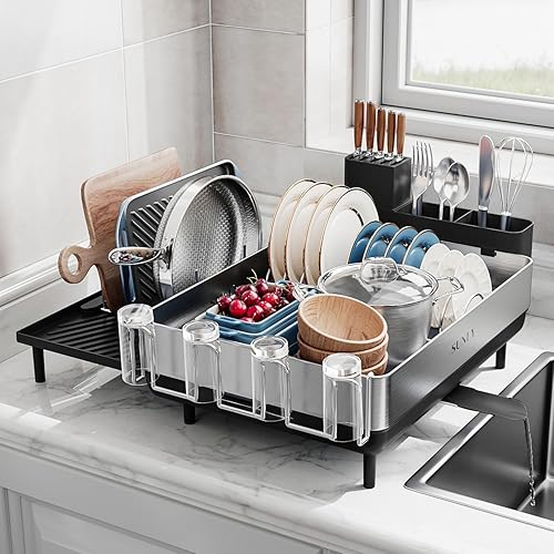 SUNLY Large Dish Drying Rack, Expandable Dish Racks for Kitchen
