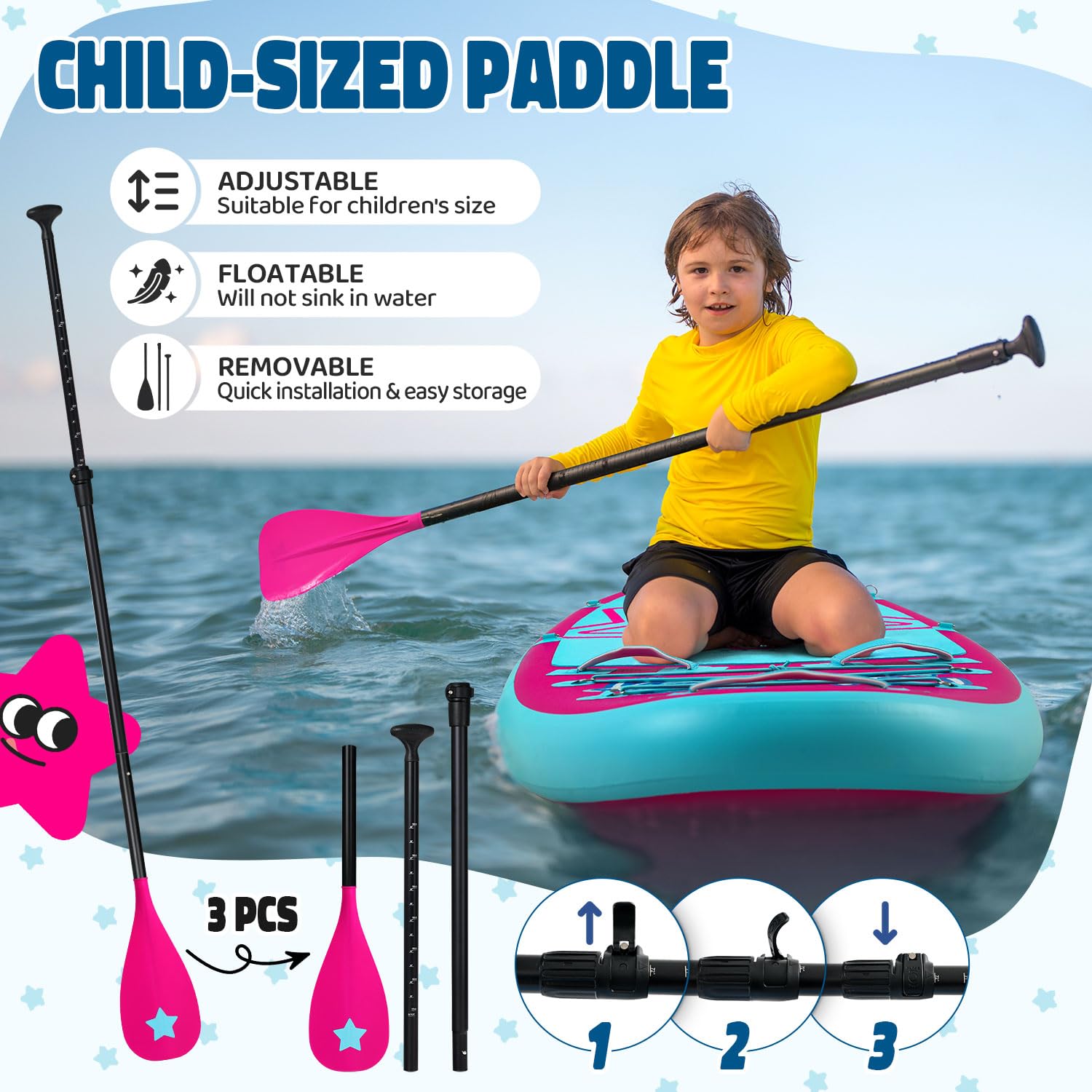 Tabla Paddle Surf Hinchable para Niños, Accesorios Completos para Niños Tabla Sup Hinchable 2,1m, 2,3m, 2,4 m, 2,9m Paddle Board, Multicolor Chica Tabla de Stand Up Paddling Board