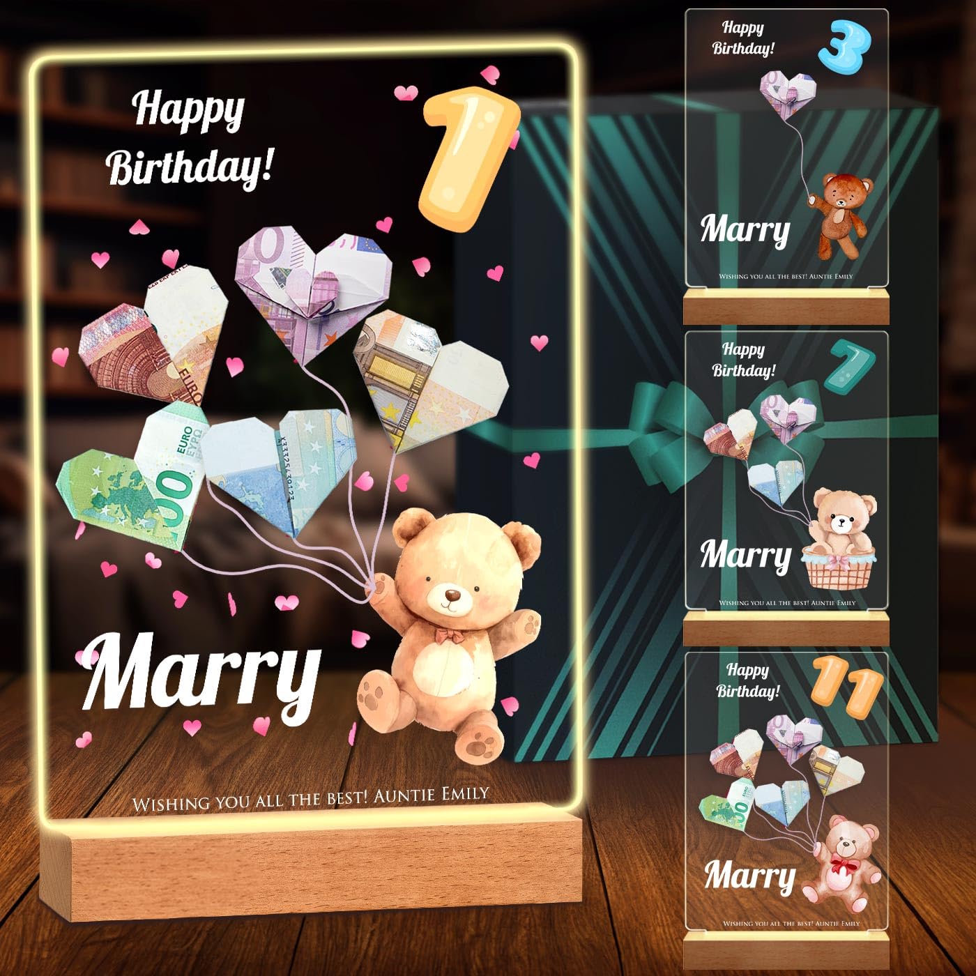 Maverton Boys Light Personalised Plaque Led Picture Frame - Overprinted 1St Birthday Gifts For - Acrylic Led Birthday Card For Him - Money Gift Ideas - Up Photo Frame - 16Th Birthday Gifts Girl
