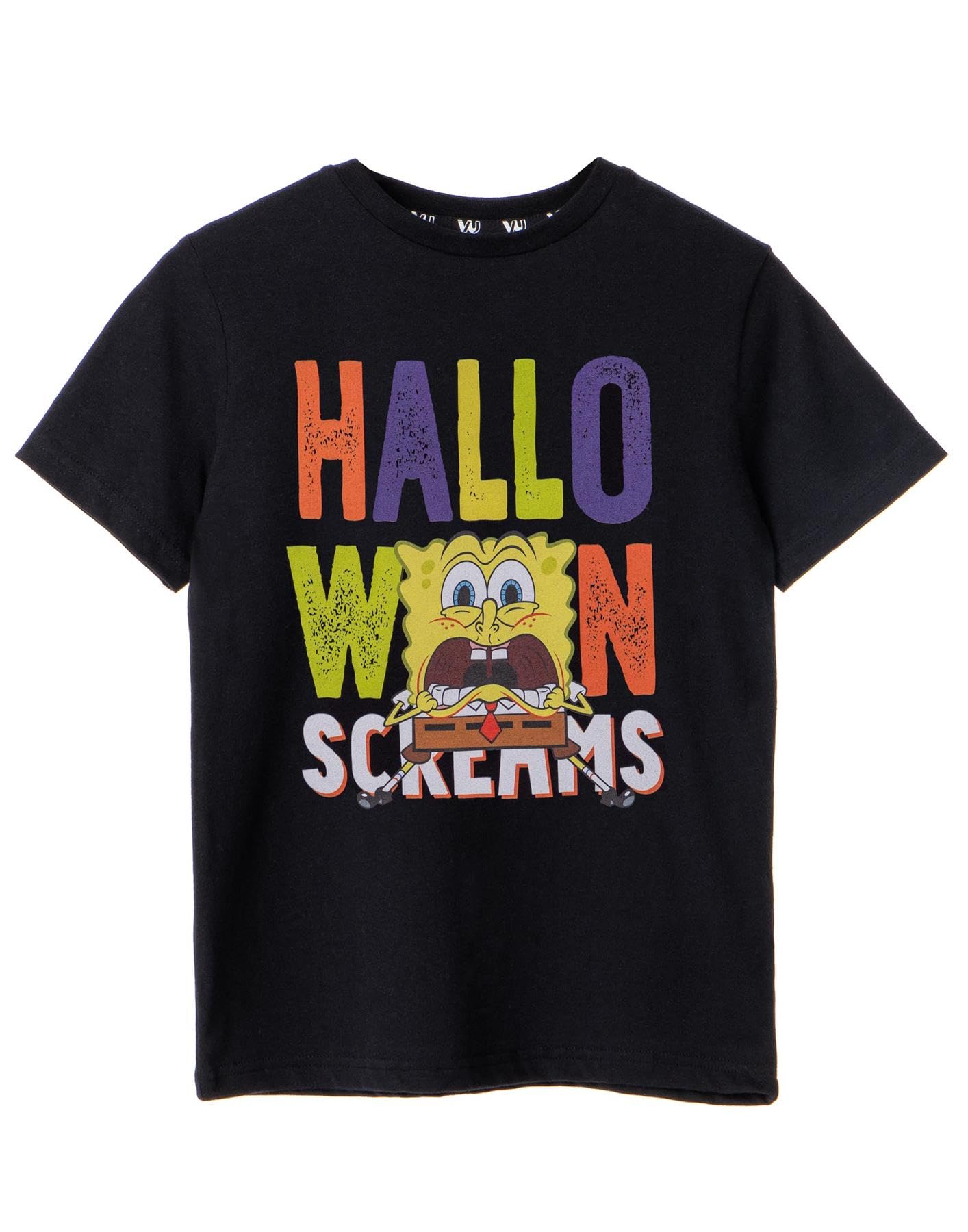Spongebob Squarepants (11-12 Years) Short Sleeved T-Shirt (Unisex Kids Black)