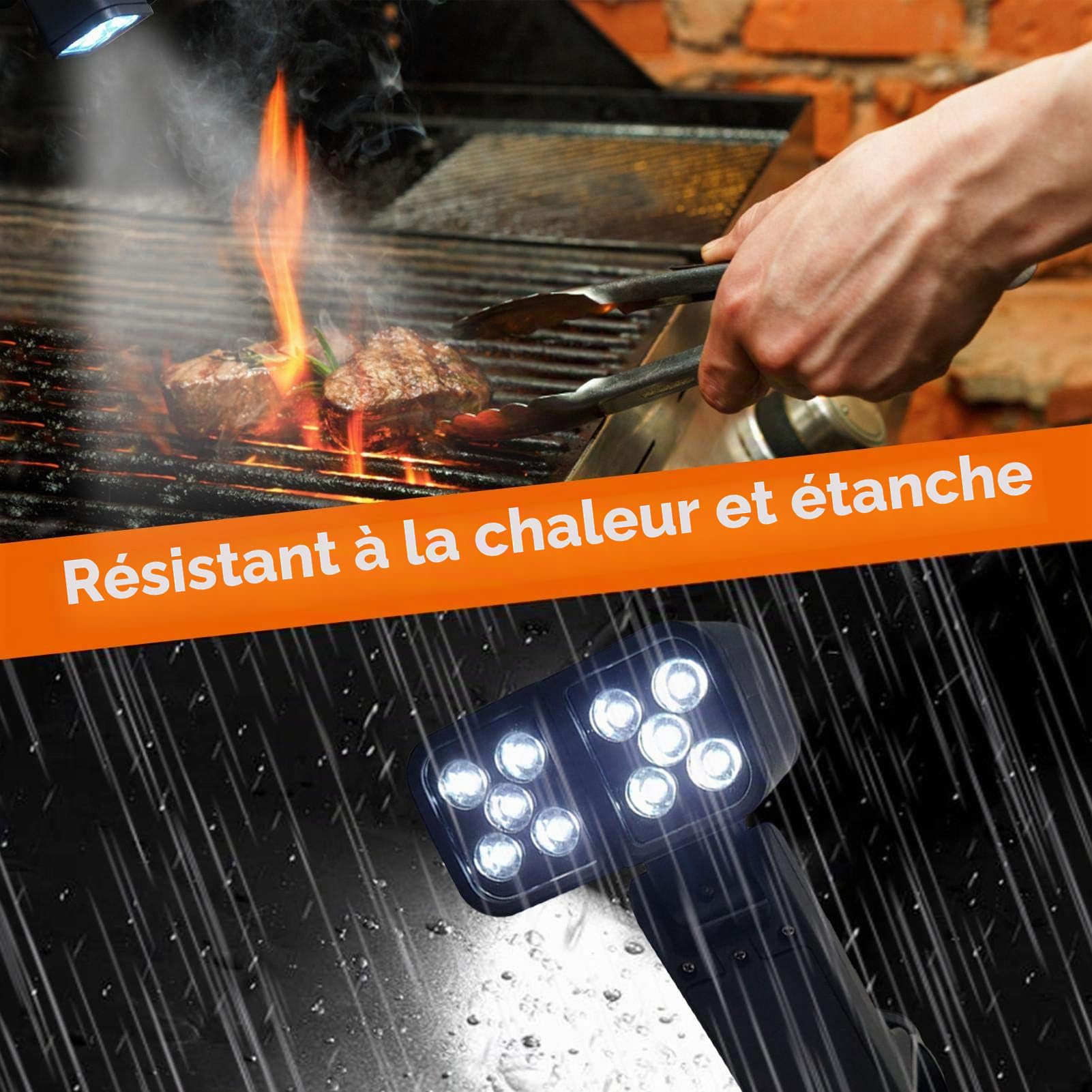 Lampe LED pour barbecue, étanche et super lumineuse, résistante à la chaleur, flexible pour la cuisson en extérieur