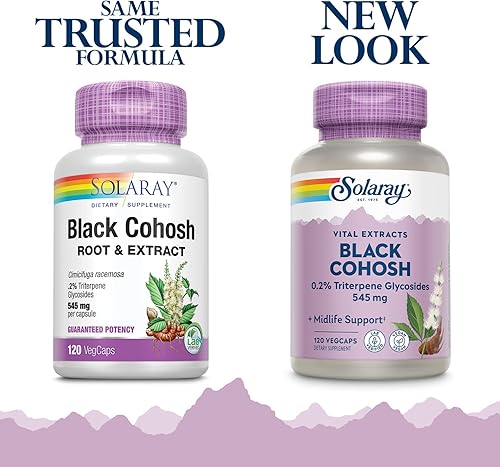 Miniatura 2 de Solaray Raíz y extracto de cohosh negro de 545 mg | Suplemento de apoyo para la salud y la menopausia de las mujeres | Sin OMG | 120 cápsulas