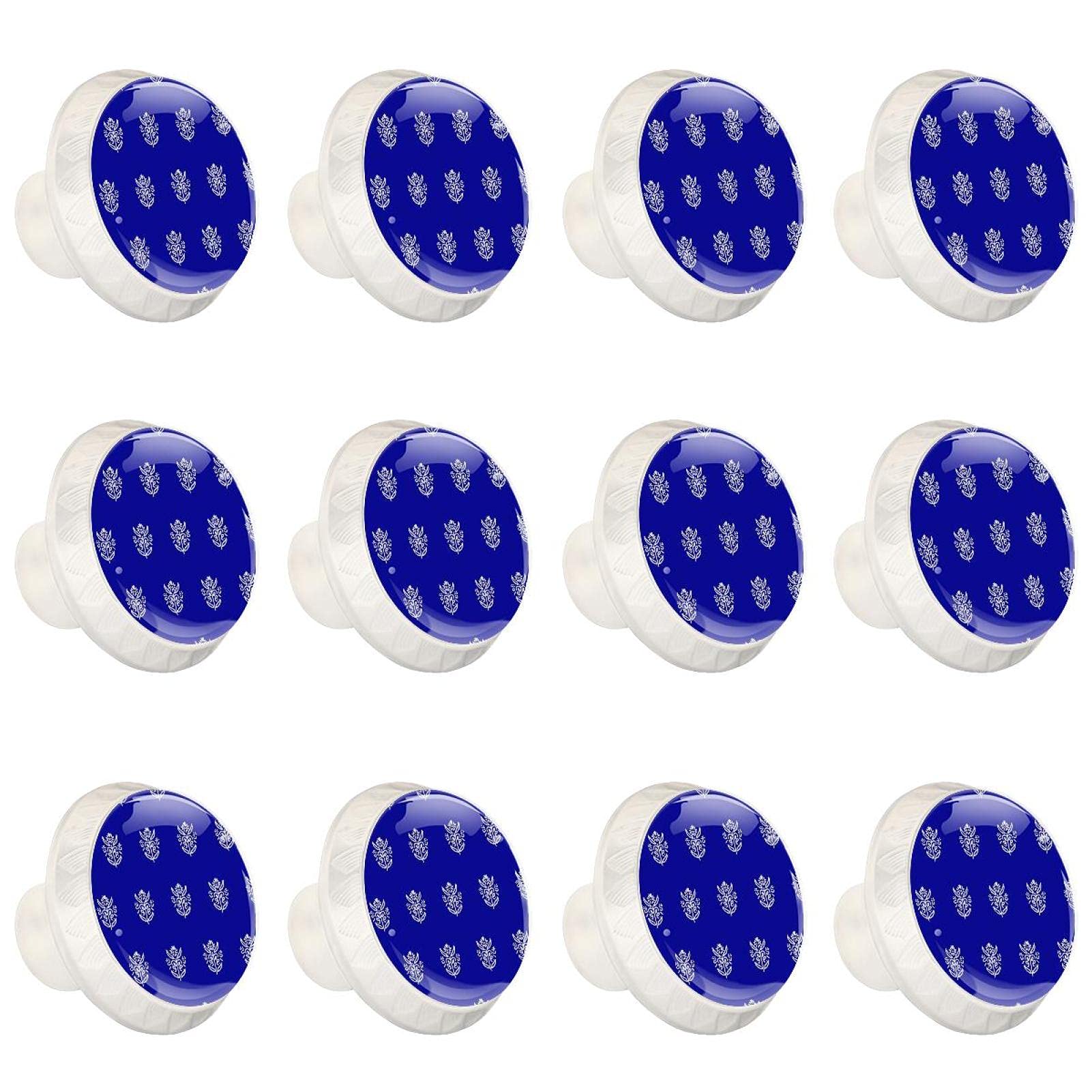 Boutons de placard de cuisine avec motif floral bleu - Poignée de tiroir et commode design