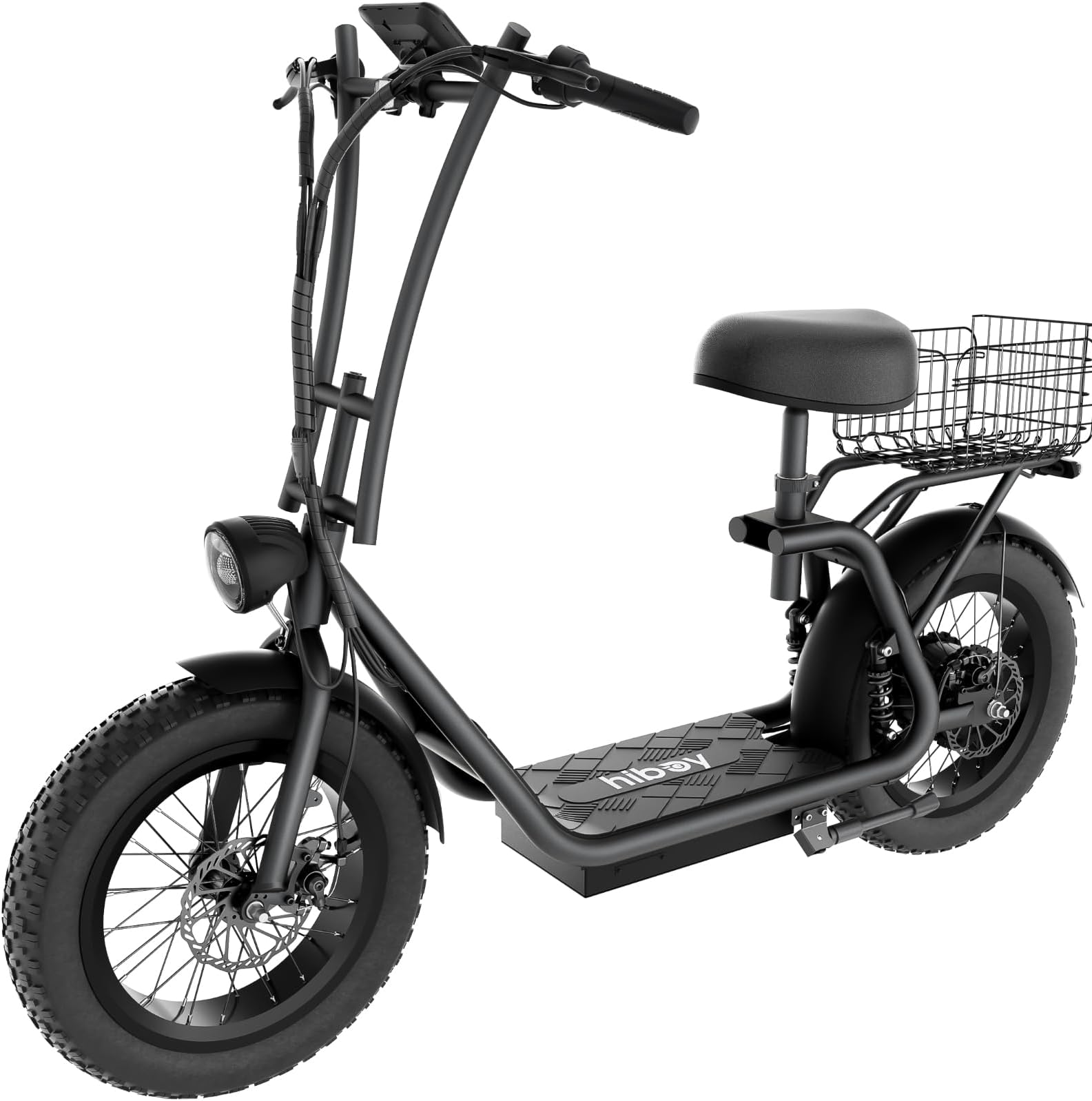 Hiboy Electric Scooter for Adults with Seat & Basket, 810W Motor, 25MPH, 34mi Range, 16" All-Terrain Tires (Snow/Mud), Dual Disc Brakes, UL2272 - 3-in-1 Commuter/Shopping/Off-Road E-scooter