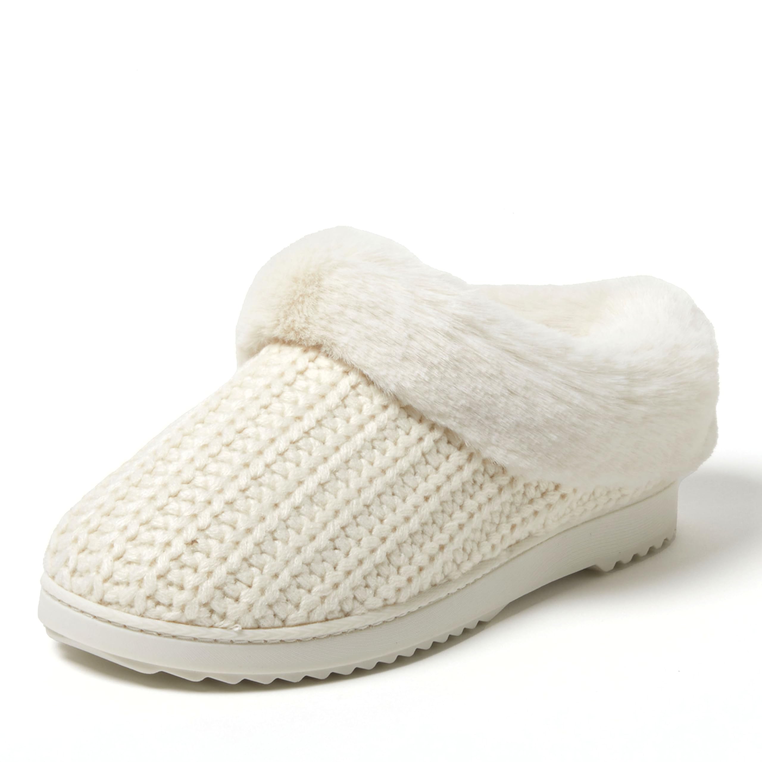 Dearfoams Women's Memory Foam Cozy Soft House Slippers Gifts for Women Hannah Knit Clog House Shoes