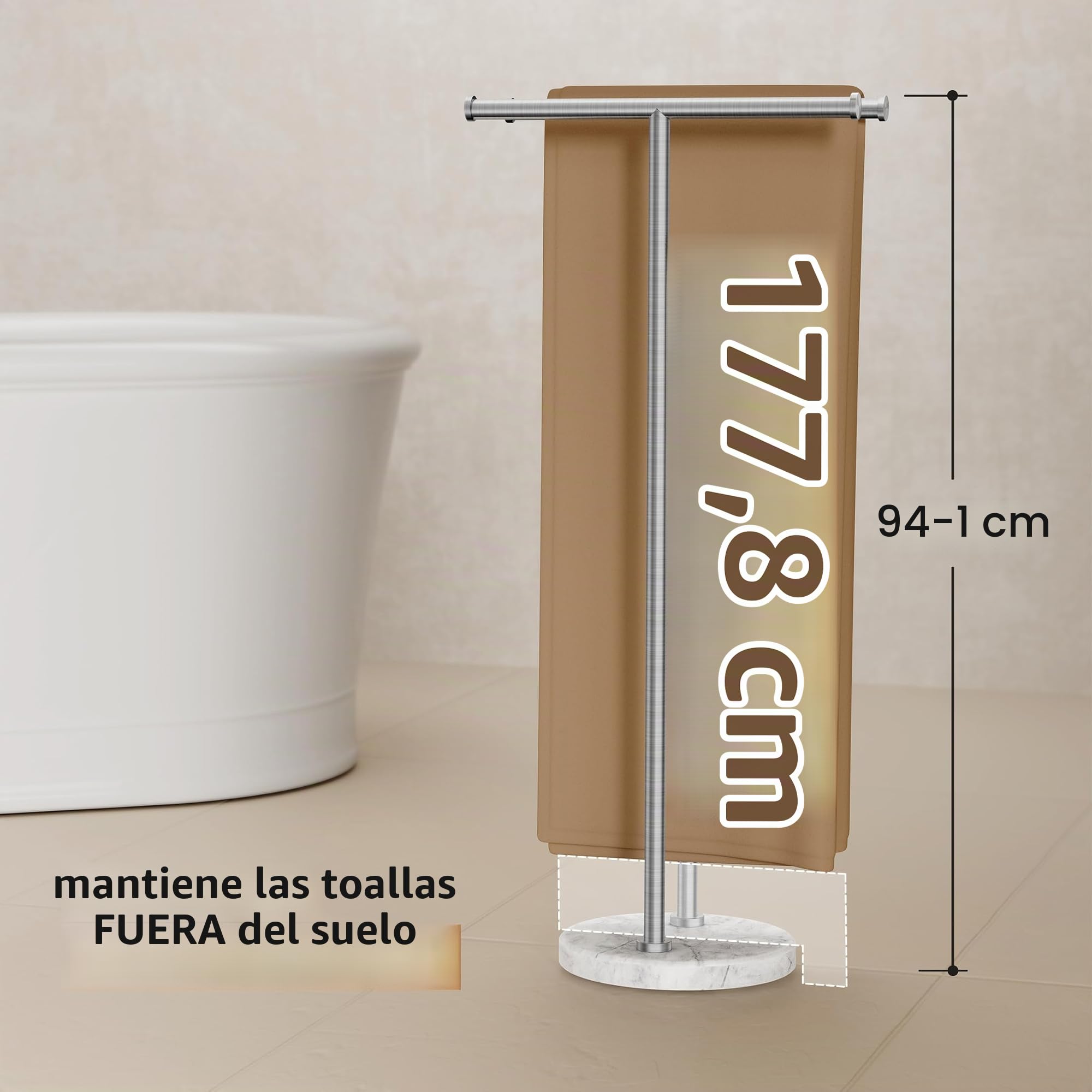 KES Toalleros de Pie, Barra Toallas Baño 2 Niveles con Base Mármol Acero Inoxidable 18/8 Toallero de Barra Cepillado, BTH237B-2