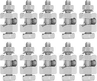 Lightning Protection Cable Clamp, 10 Sets Solar Panel Photovoltaic Coupling Earthing Ground Lug Cable Clamp, External Hex Copper Grounding Protection Cable Clip for PV Module RV