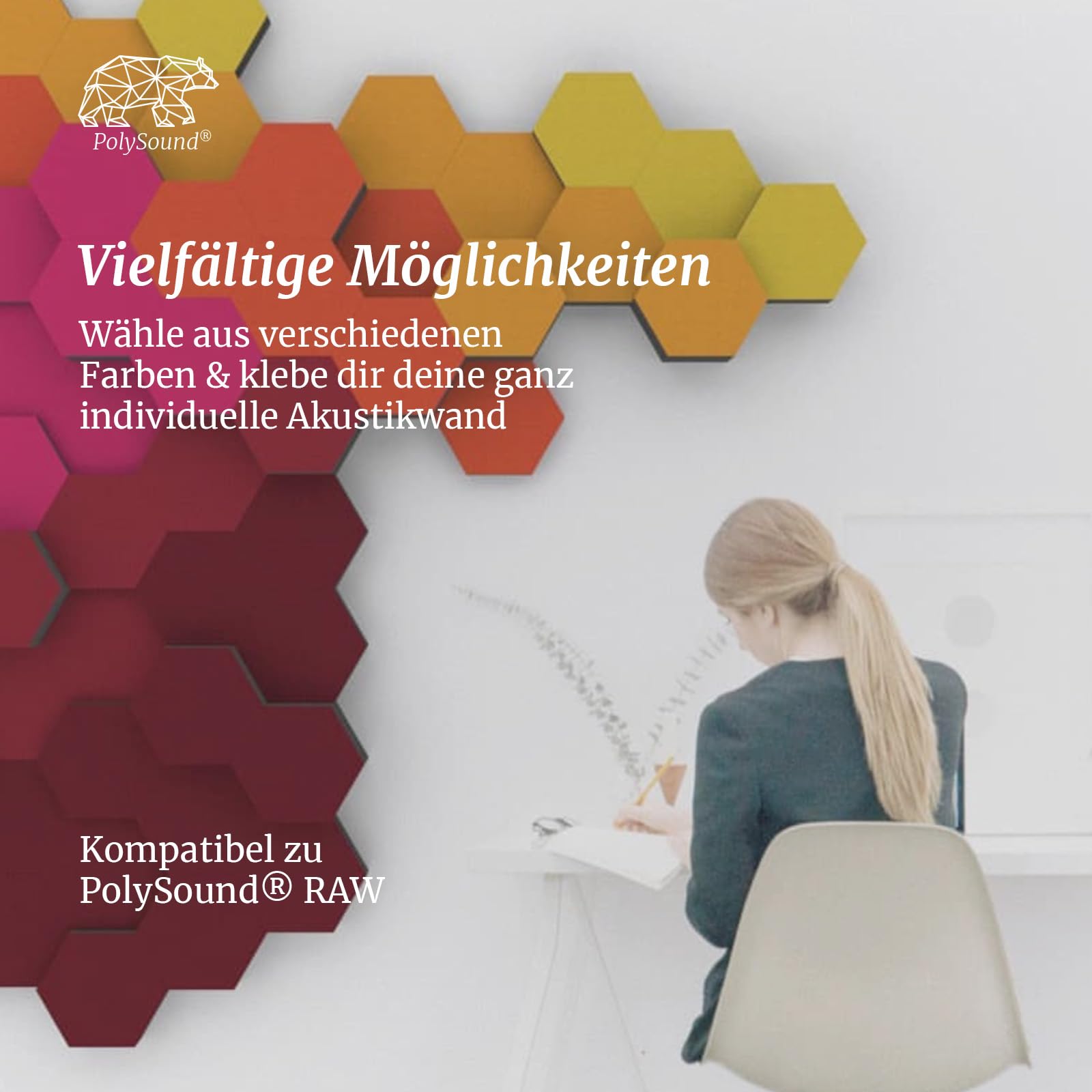 PolySound Fabulous Fuchsia Eco Akoestische panelen, zelfklevend, 9-delige set, 3D-schuim (3-10 cm), hoge geluidsisolatie (Alpha 0,9), zonder resten te verwijderen