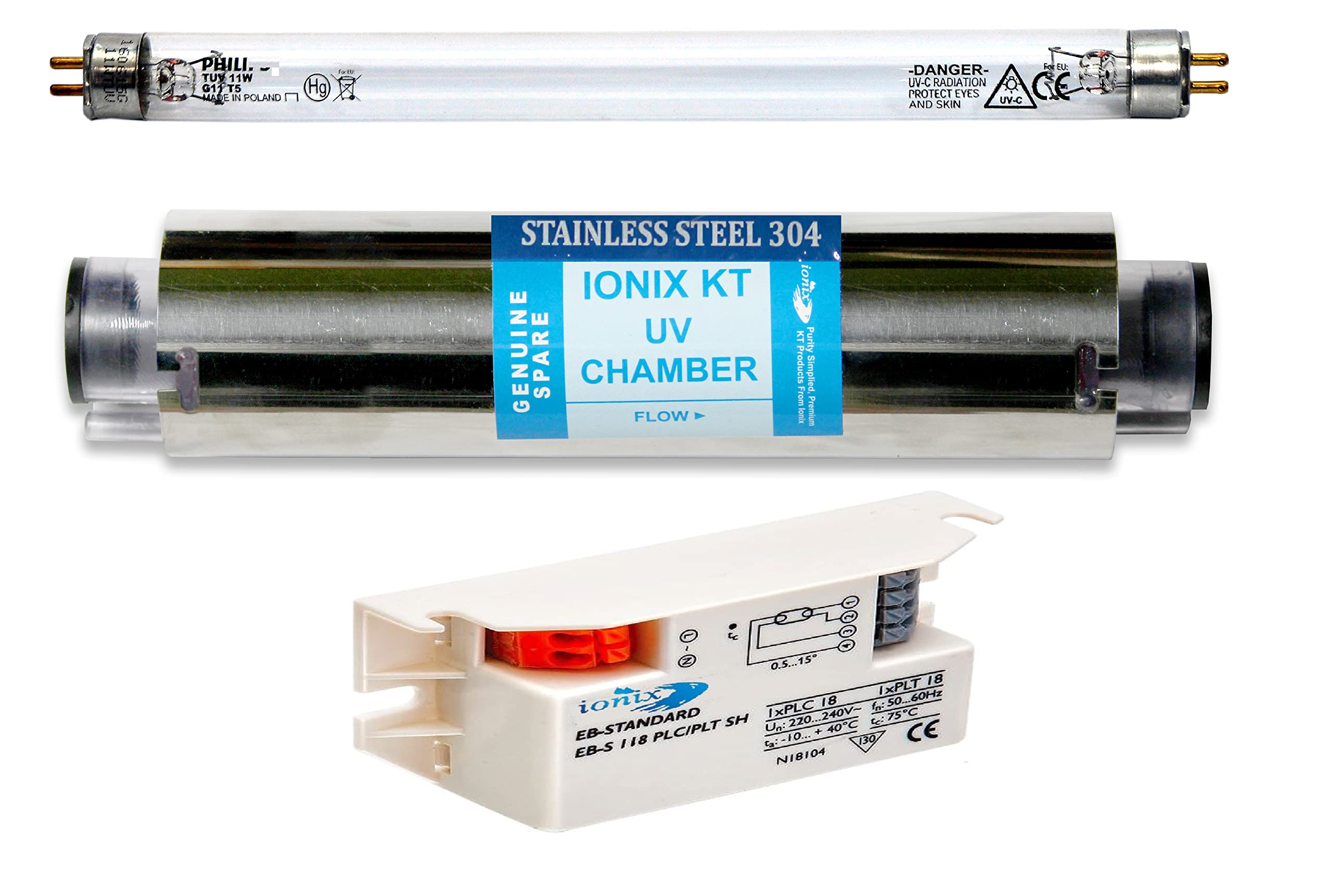 Sponsored Ad - IONIX UV kit for Water purifier with SS Uv chamber, UV lamp for water purifier and branded AC uv choke, 1 Set, Silver