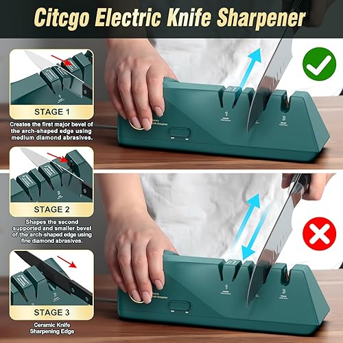 Miniatura 4 de Afilador de cuchillos, abrasivos de diamante, afilador de cuchillos eléctrico para cuchillos de acero inoxidable y cerámica, con caja de recolección