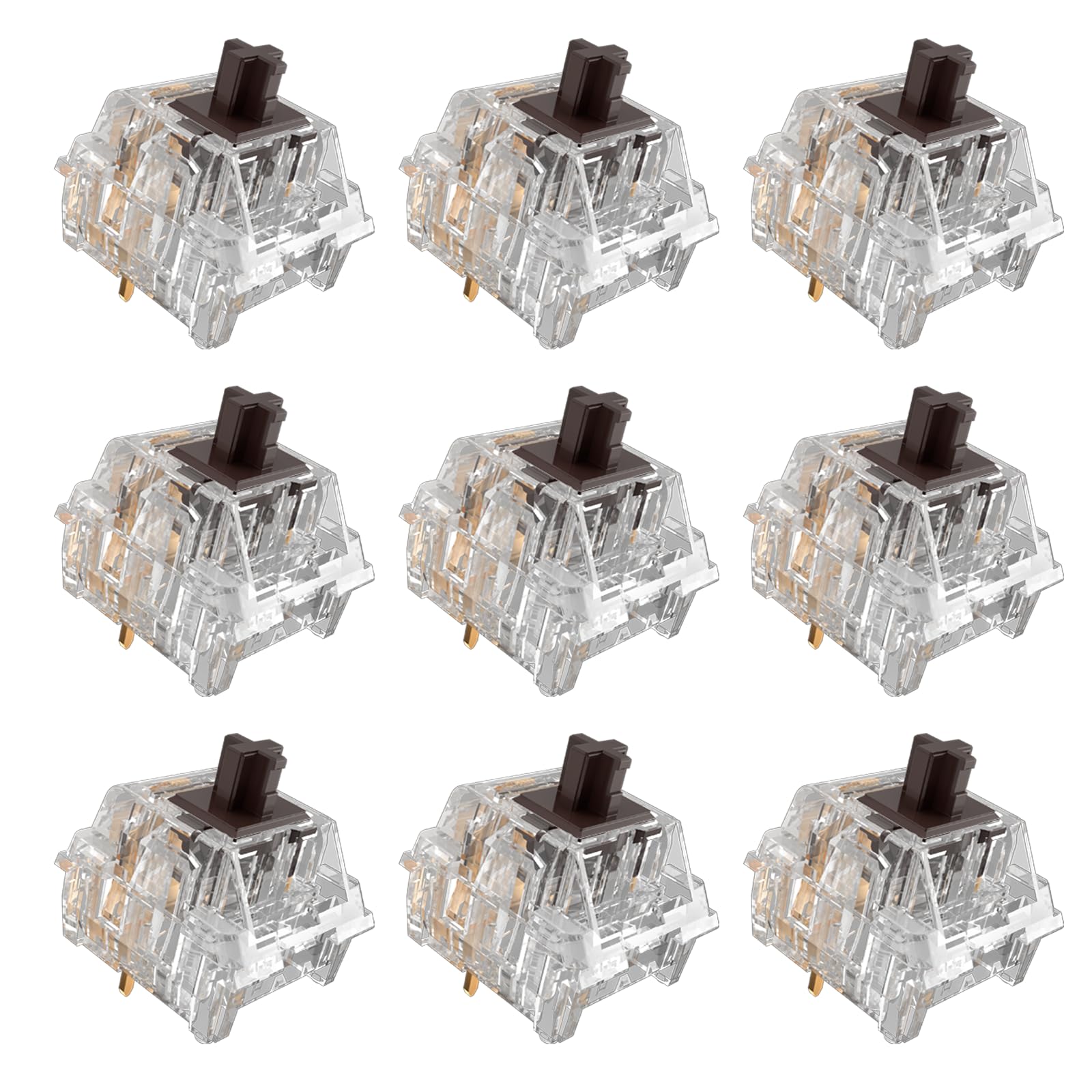 Zhouwang Crystal Brown Switches, 3-Pin Pre-Lubricated Tactile Switches, Dustproof and Waterproof for Mechanical Keyboards. ((36Pcs)
