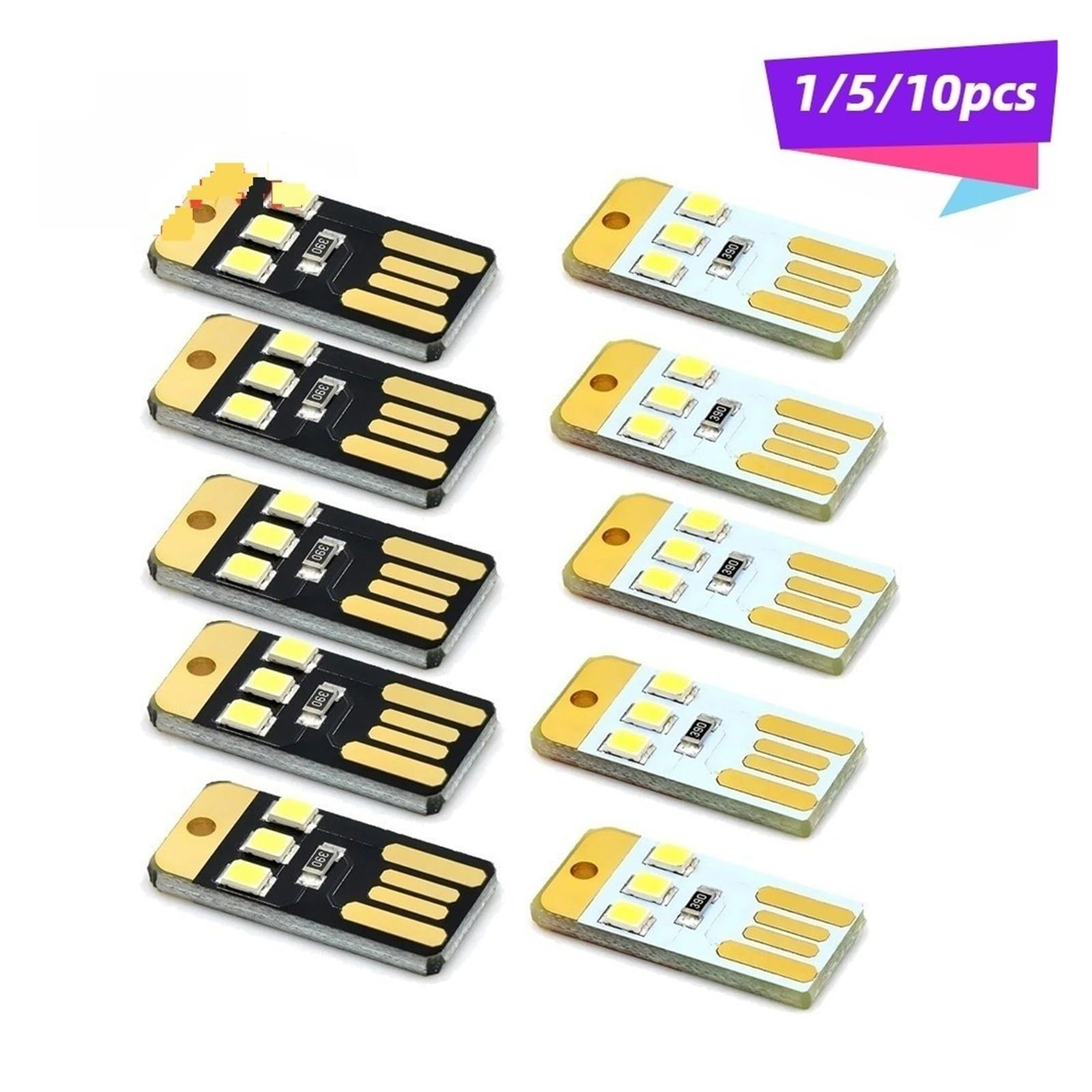 Lampe de lecture pour mini USB LED avec interrupteur tactile DC5 V 0,2 W pour batterie externe ordinateur portable (10 pièces, noir)