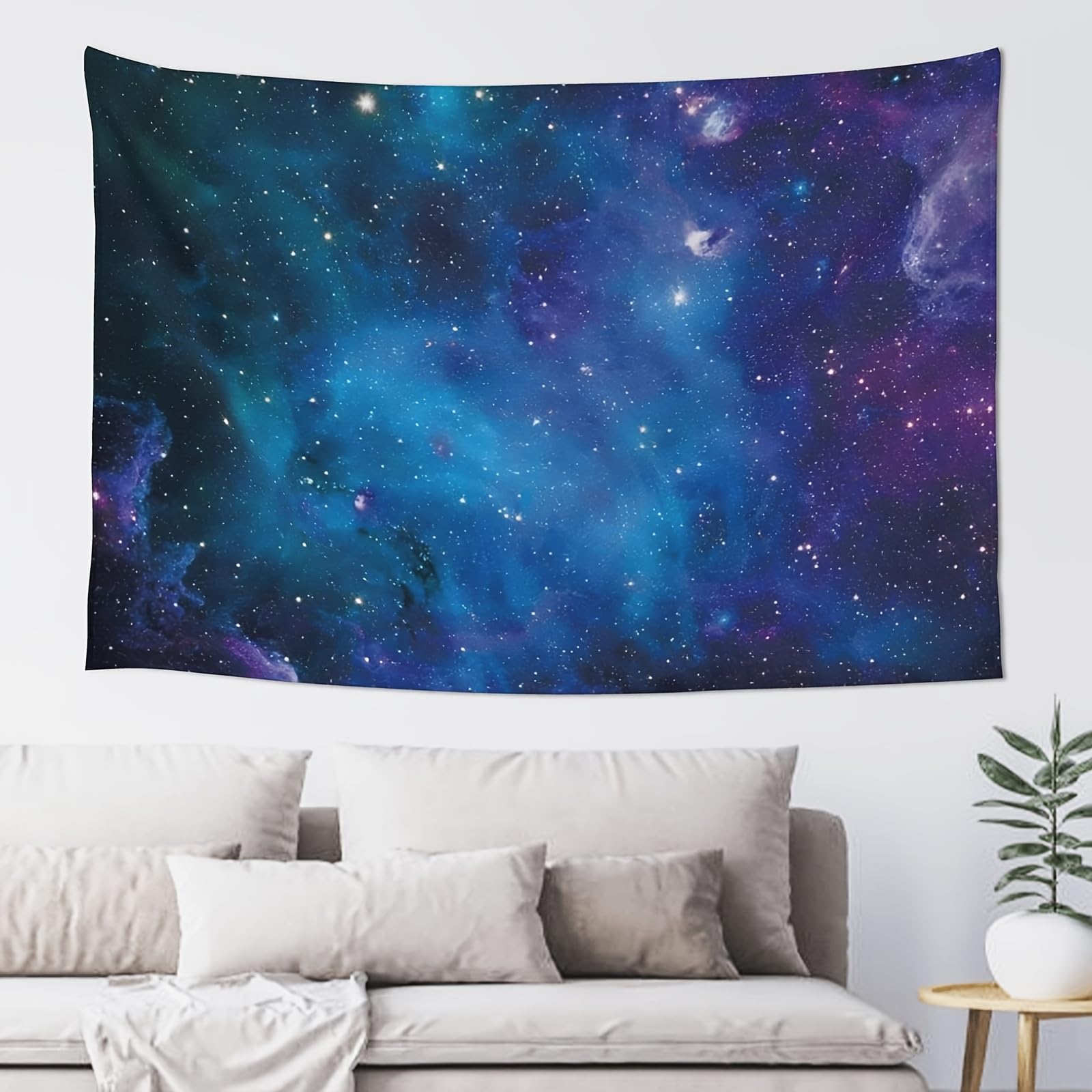 Hulnulnu Blue-Purple Tapestry Night Universe Starry Sky Wall Hanging Tapestry For Use In Homestays,Cafes,Companies,Bookstores