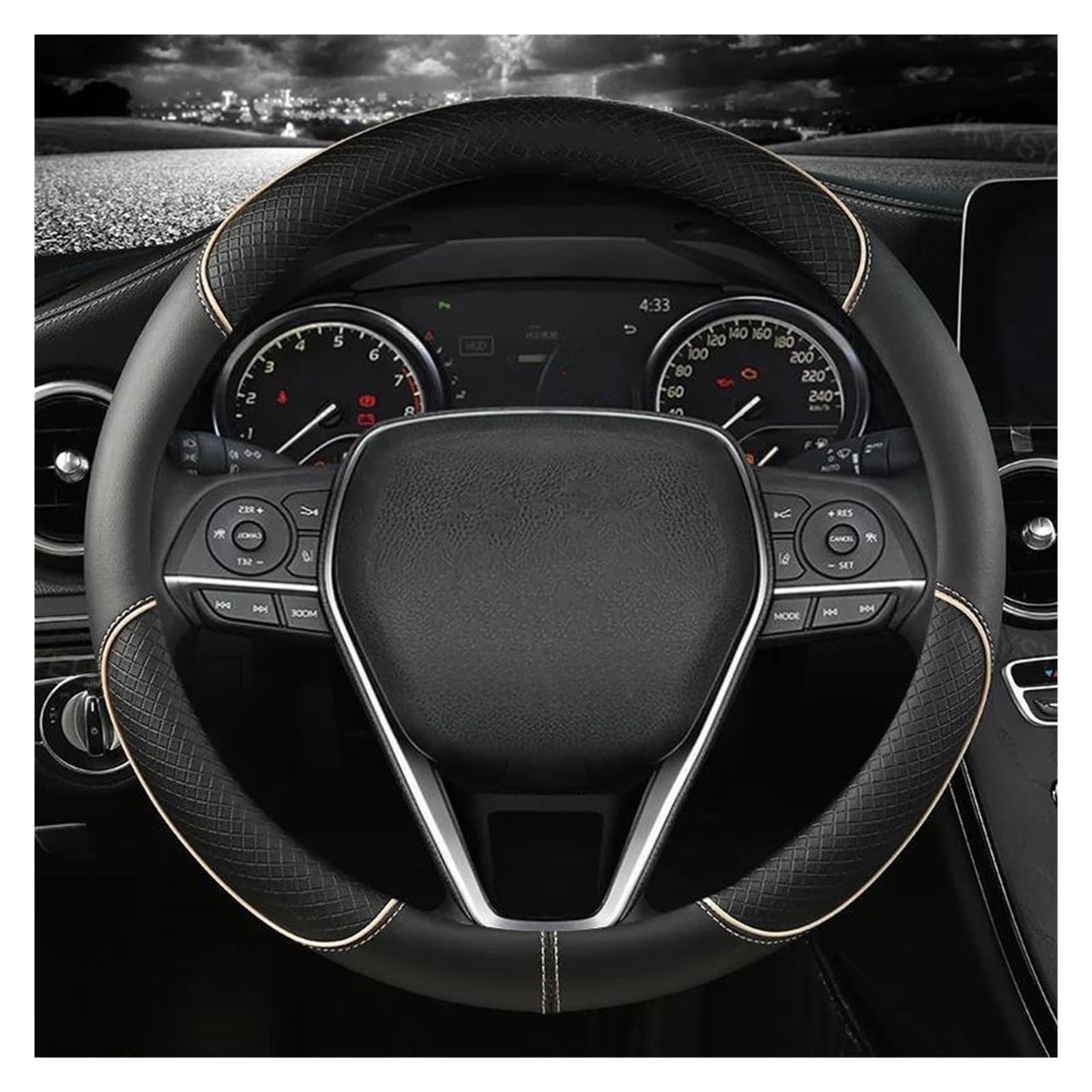 Volantes Protector para Volante Coche Cuero 38cm para Yaris para Vios para Celica 86 para Rav4 para 4Runner para C-HR Funda Volante(Beige)