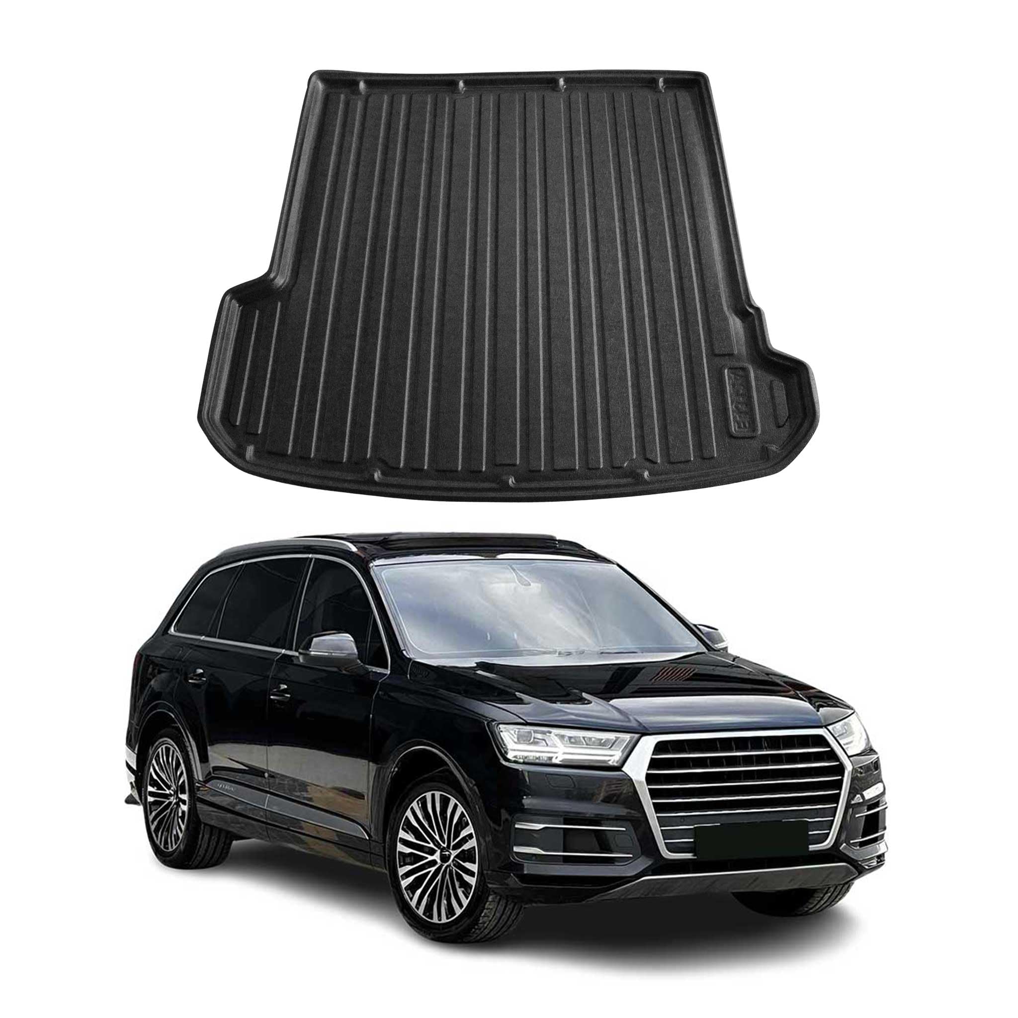 OMAC Kofferraummatte Kofferraumwanne – Audi Q7 4M 2015-2025, Gummi TPE, Schwarz