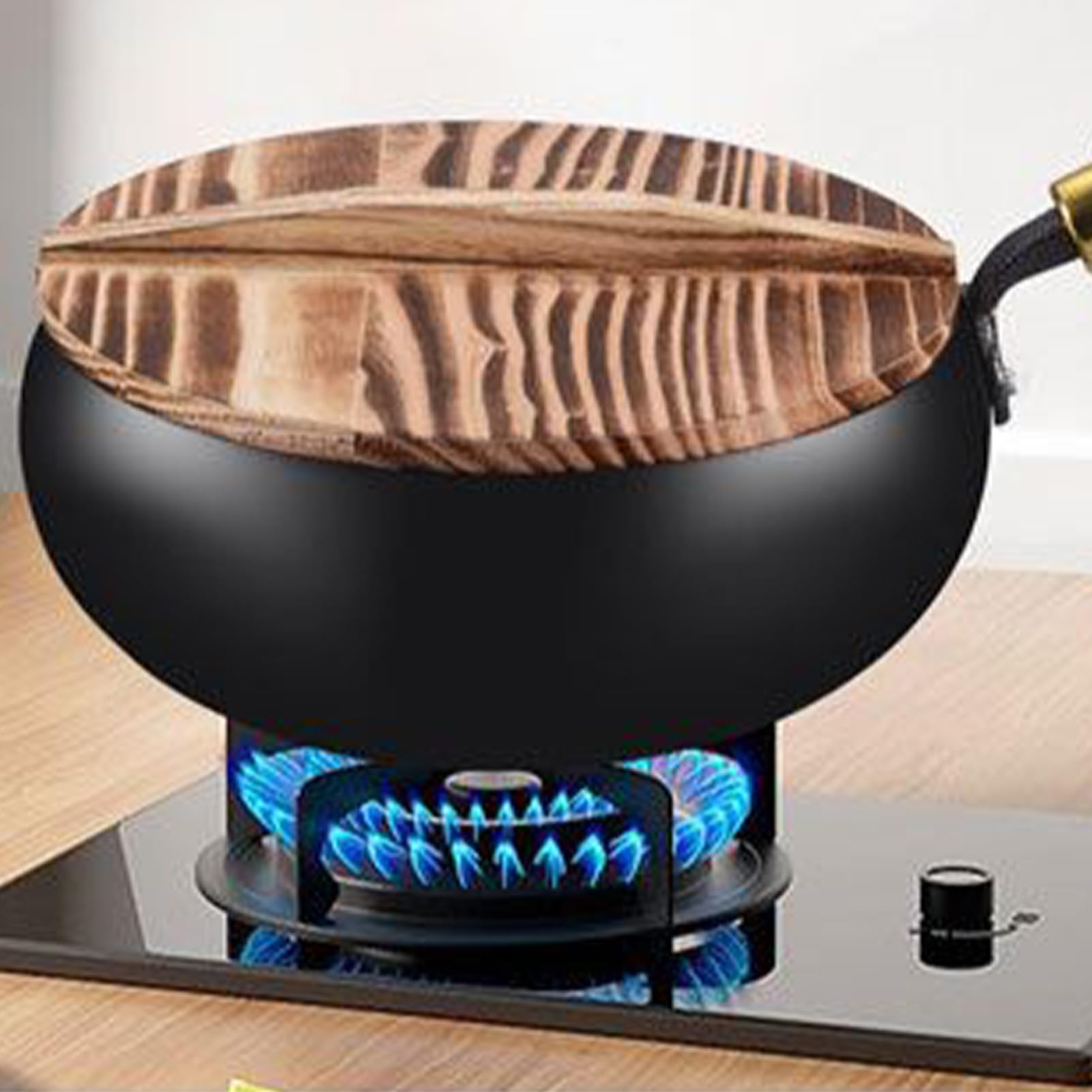 Generisch Kochwok - in ferro con coperchio, per piano cottura, forno, barbecue e friggere