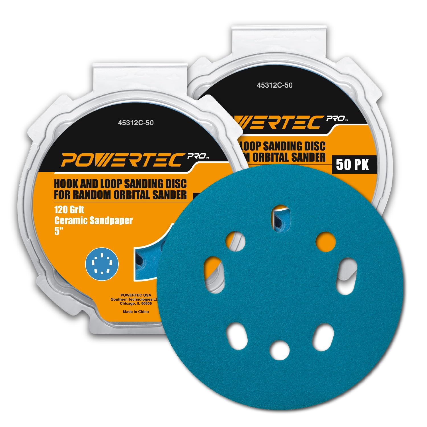 POWERTEC Sanding Discs - 50 Pack 80 Grit -15 POWERTEC Sanding Discs - 50 Pack 80 Grit -15