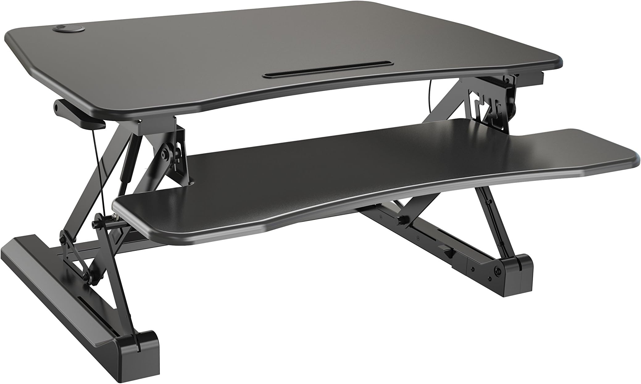 Zeal Height Adjustable Standing Desk Ergonomic Laptop Monitor Standing Dual Riser Sit to Stand Table Computer Workstation Desk (Black)