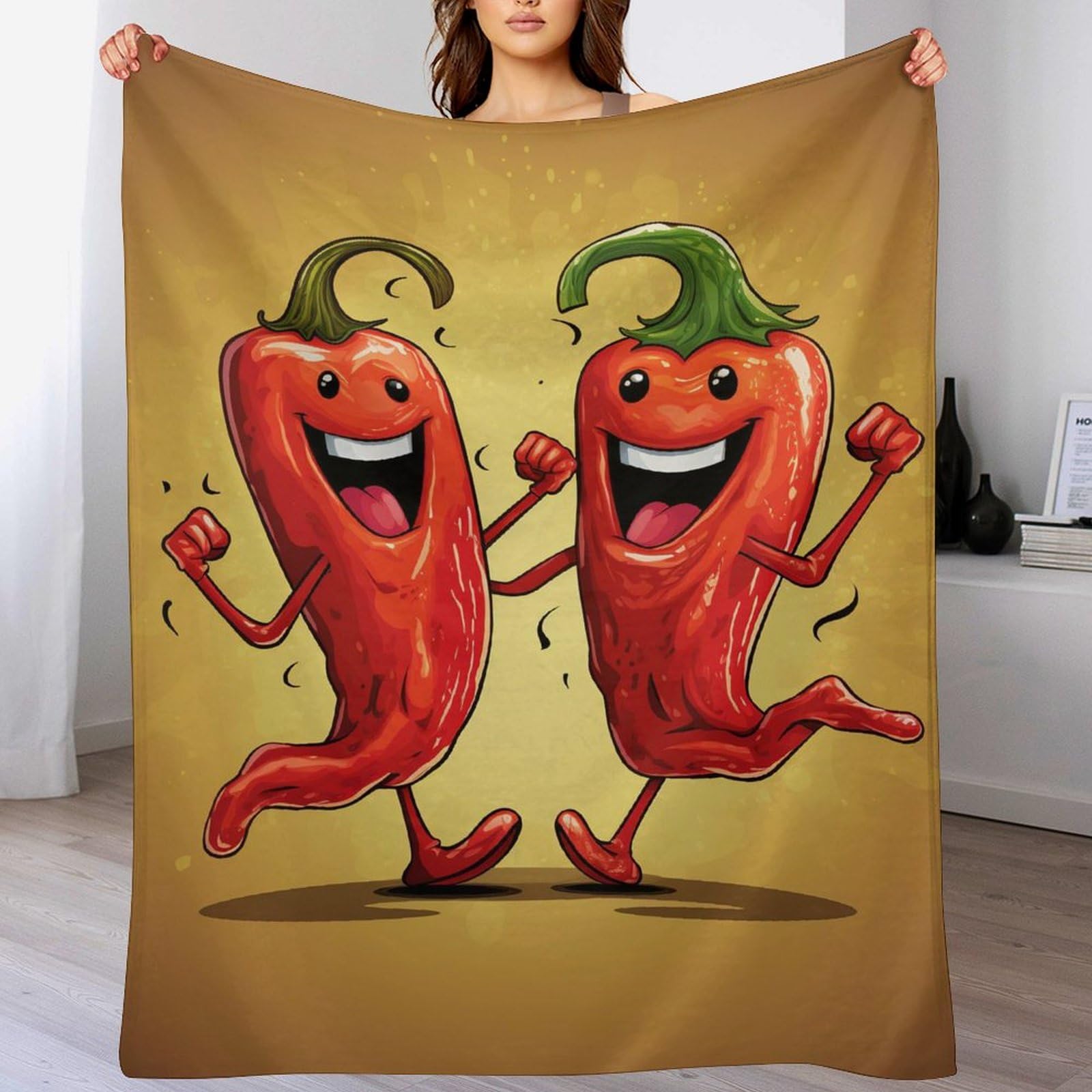 Manta de franela suave para sofá cama de 180 x 200 cm con estampado original de verduras