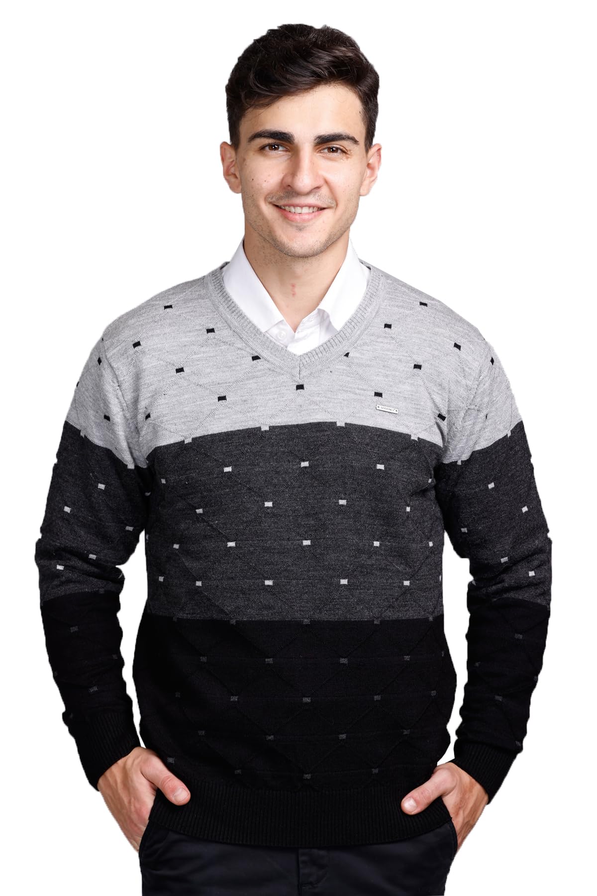 V-Neck Full Sleeve Woolen Men Sweater-image-19