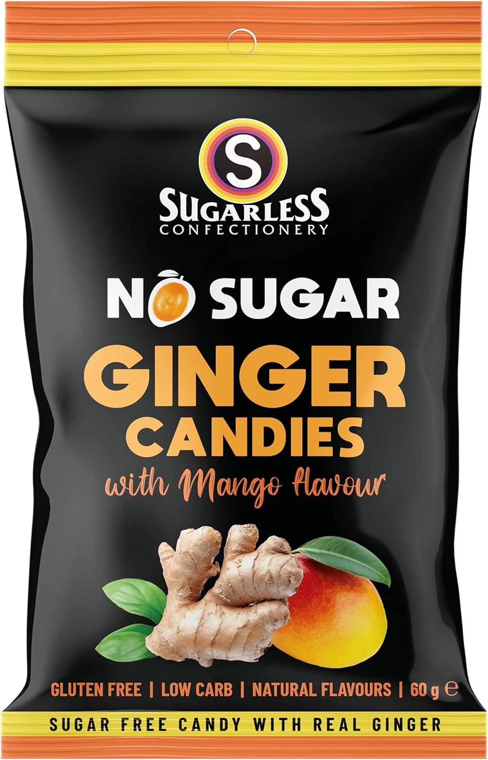 Sugarless Confectionery Sugar Free Ginger Candies with Mango Flavour