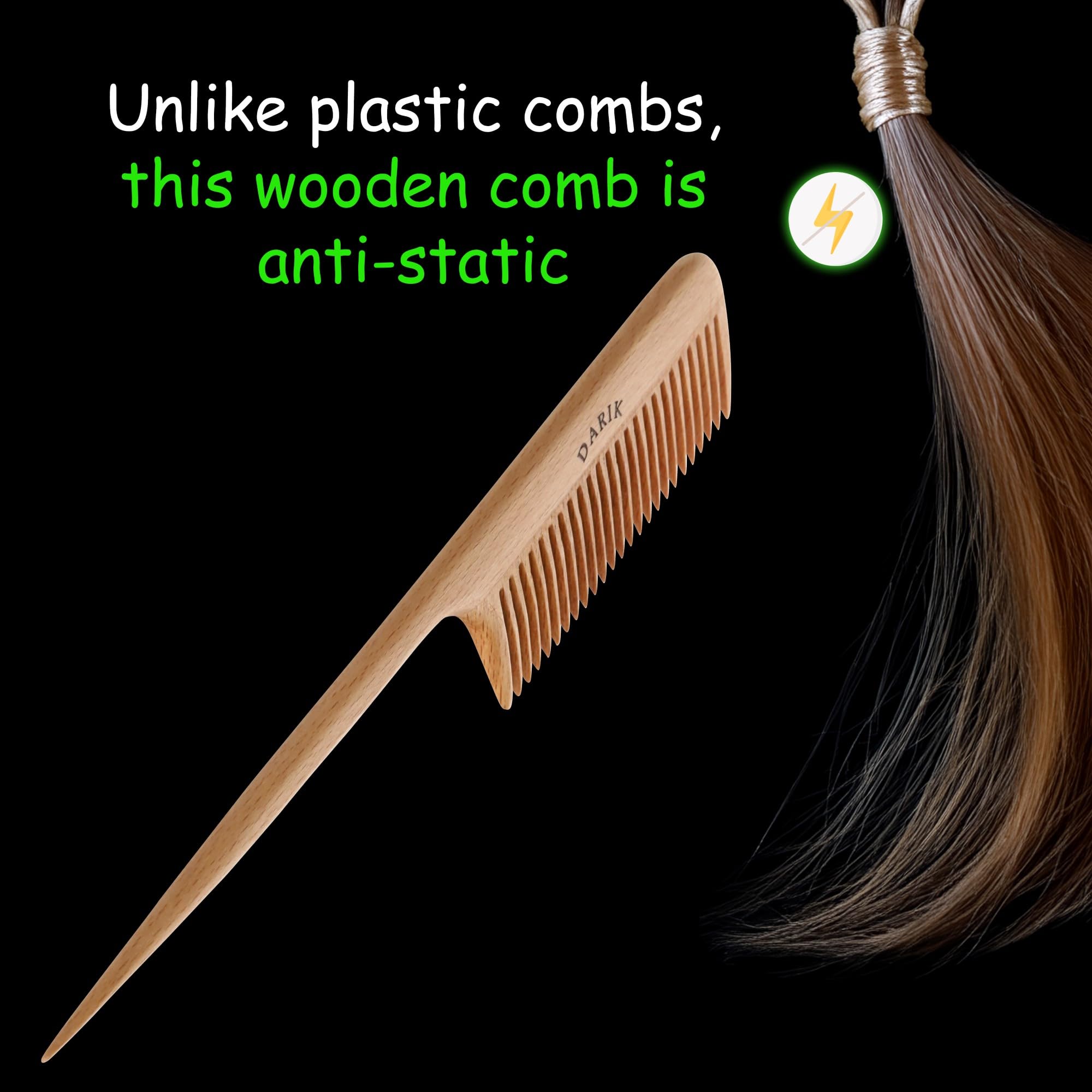 Peine de madera de dientes anchos | Cepillo ancho de madera para cabello | Cepillo de pelo natural | Cepillo de pelo de estilo vintage | Peine de madera para un peinado suave | Peine antiestático