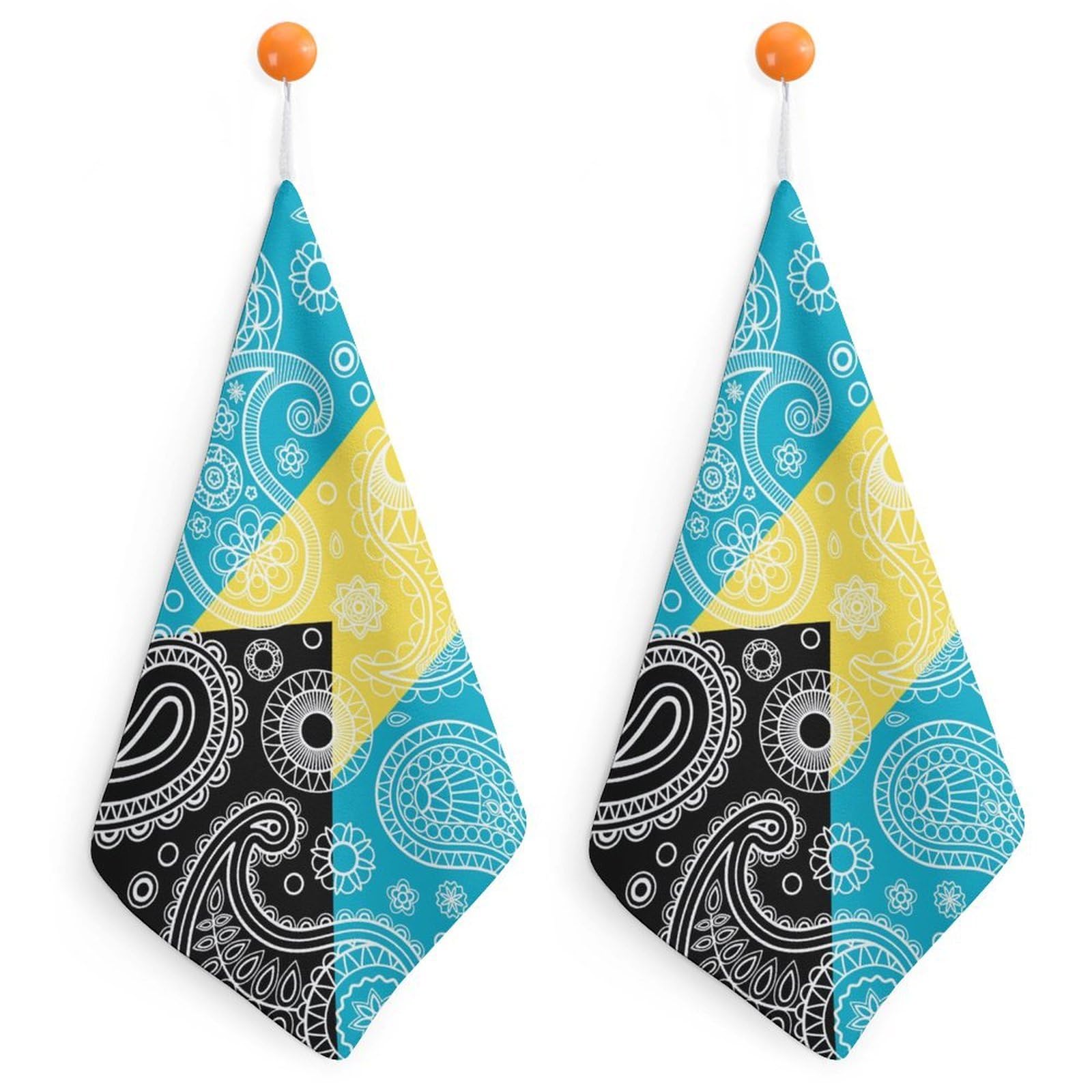 TXFBTRFSA Bahamas Paisley Flag Hand Towels with Hanging Loop Kitchen Towel Handkerchiefs Cleaning Cloths