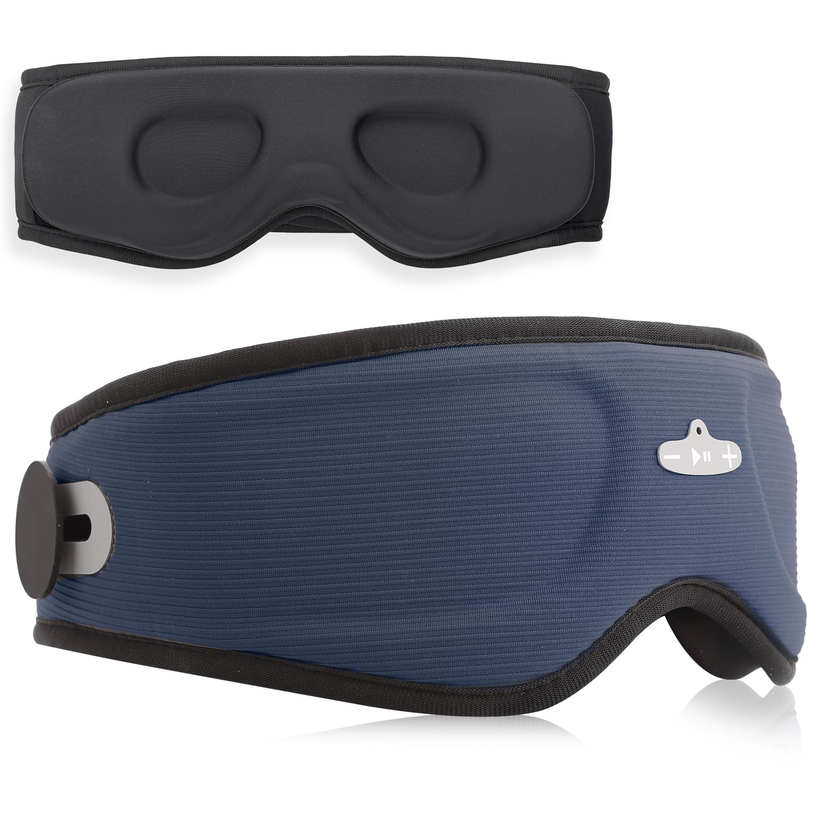 VINTEAM 3D Augenmaske mit Kopfhörern - Komfortable Bluetooth Schlafkopfhörer Memory-Schaum & Verdunklung Einstellbar & Tragbar für Seitenschläfer Reisen Nacht Entspannung