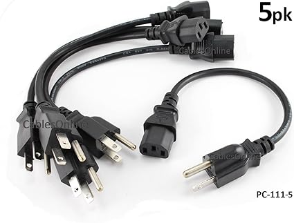 Amazon Com Cablesonline Short 3 Conductor Pc Power Cord 1feet 18awg Nema 5 15p To Iec C13 Cable 5 Pack Pc 111 5 Electronics Amazon Com Cablesonline Short 3 Conductor Pc Power Cord 1feet 18awg Nema 5 15p To Iec C13 Cable 5 Pack Pc 111 5 Electronics