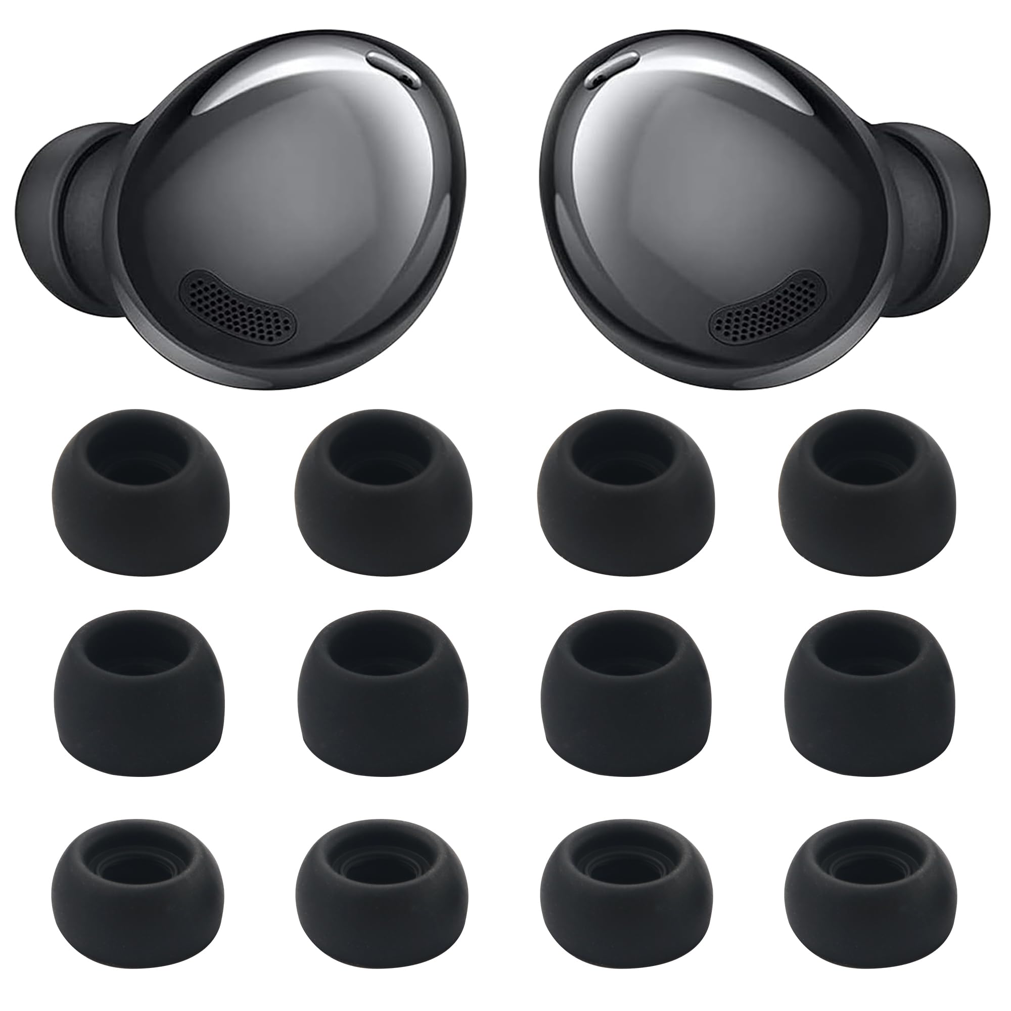 6 Pairs Replacement Eartips Silicone Buds Ear Tips S/M/L 3 Size Earbuds Set Compatible with Samsung Galaxy Buds Pro Earphone Ear Tips (6 Pairs, Black)
