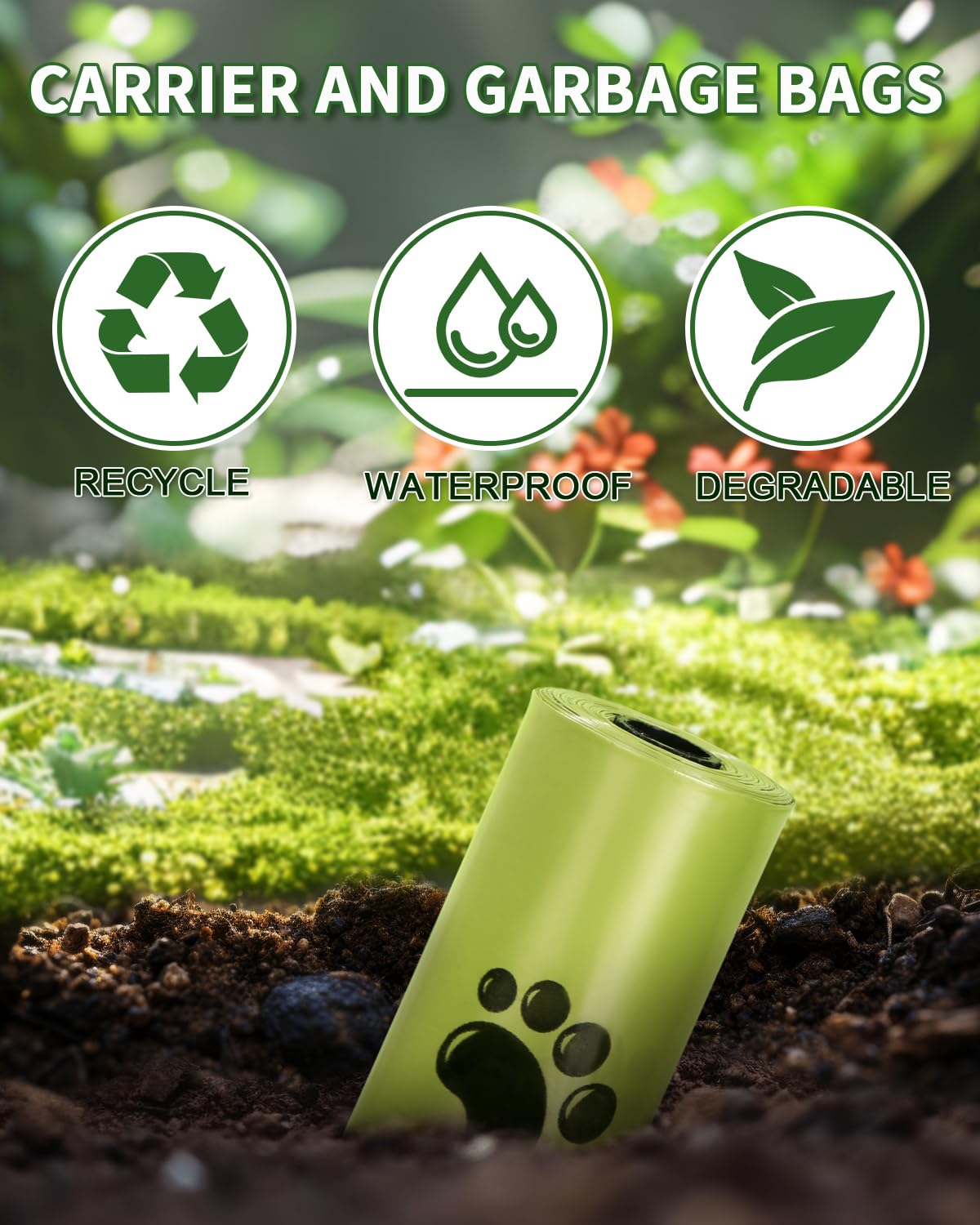 SOSINYA Sacchetti Cane Biodegradabili Sacchetti per bisogni dei cani, con dispenser distributeur, Senza profumazione,Extra Spesso, a prova di Perdite, Pet Bag (40 rotoli / 600 unità) (A)