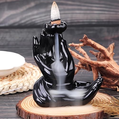 Miniatura 9 de WEWAYSMILE Buddha - Quemador de incienso de mano con reflujo, quemador de incienso en cascada, fuente de incienso de cerámica, soporte de incienso