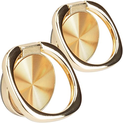 Paquete de 2 Soporte redondeado para anillo de teléfono celular con textura de CD, soporte de anillo de dedo de rotación de 360 grados con agarre de