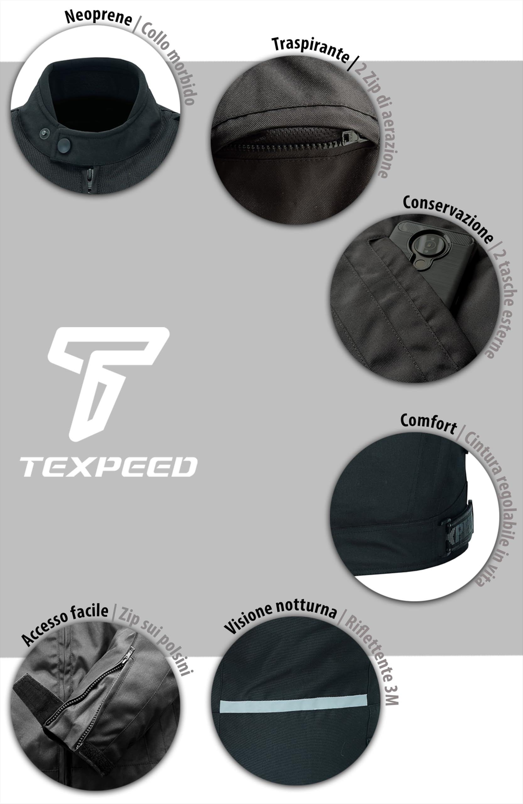 Texpeed Giacca da moto donna con protezioni - Cappotto impermeabile da donna in Cordura in tessuto con armatura da moto (EN 1621-1) Nero - Rosa - Rosso - Viola
