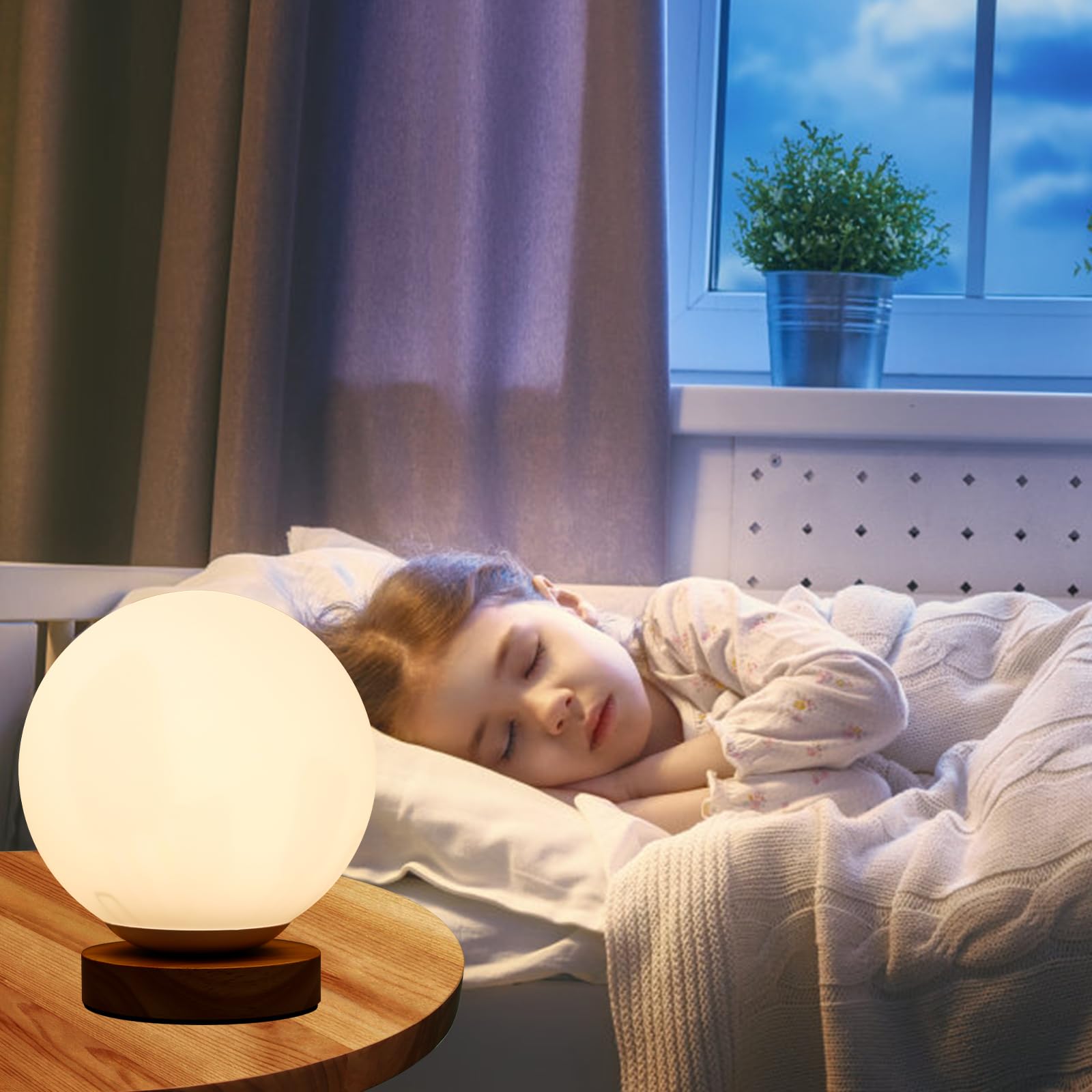 BORDEAG Lampada diurna per terapia, senza raggi UV, 10000 Lux, simulazione di luce diurna, luce solare con telecomando, 3 temperature di colore, luminosità regolabile e timer per casa, ufficio (palla)