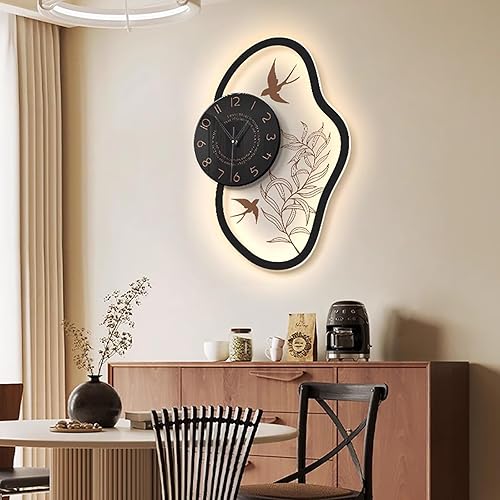 Miniatura 3 de Silent Modern Wall Clock with Pendulum, Living Room Wall Clock Numerals Battery Operation Wall Clocks for Living Room Bedroom(Black)