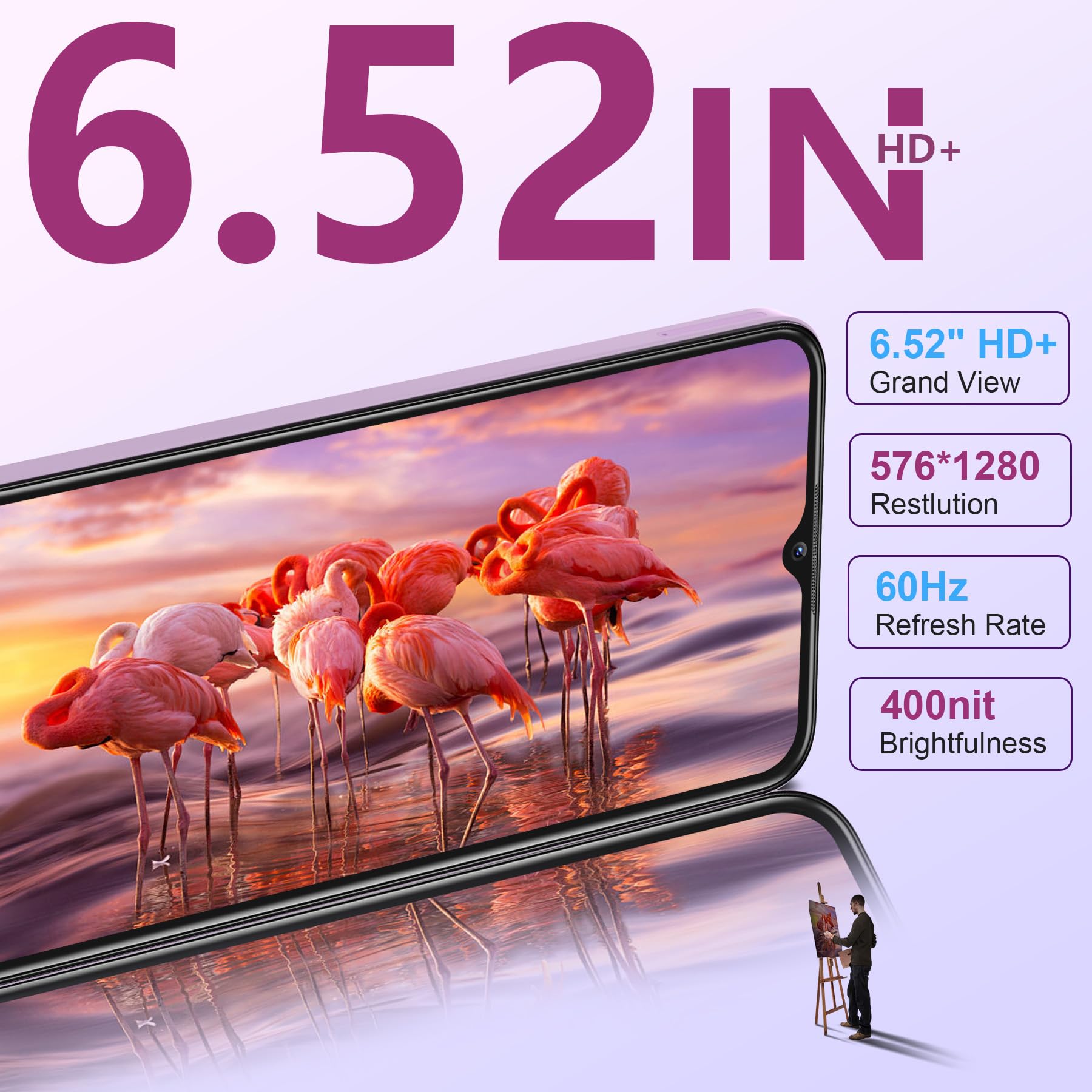 OUKITEL C1 Pro Smartphone Android 15, 16GB+256GB/1TB Telefono Cellulare, 5150mAh Telefoni Offerta, 6.52" HD+ Display, 13MP+5MP Fotocamera Cellulari, Dual SIM 3 Slot/Octa Core/Fingerprint/3.5mm Jack
