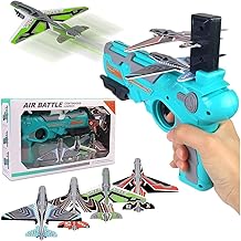 PRABODH Fling Airplane Battle Toy Aircrafts Gun with 4 Foam Aircrafts, Shooting Games Outdoor Sport Activity Birthday Party Gifts for Kids Toddlers Boys Girls 4 to 8 and Up (Pack of 1) - Multicolor