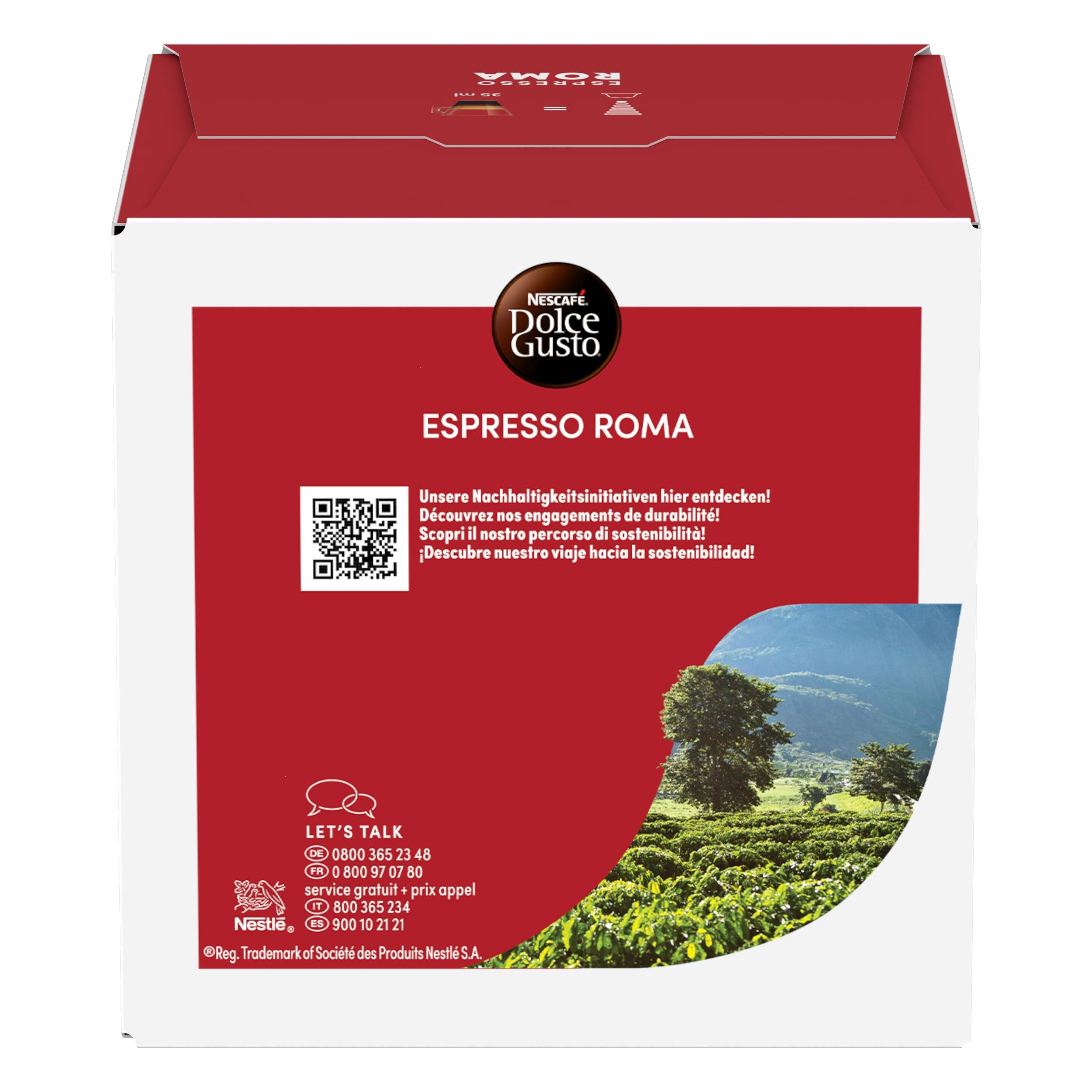 NESCAFÉ DOLCE GUSTO Espresso Roma Caffè, 6 Confezioni da 16 Capsule (96 Capsule Compatibili Nescafé Dolce Gusto)